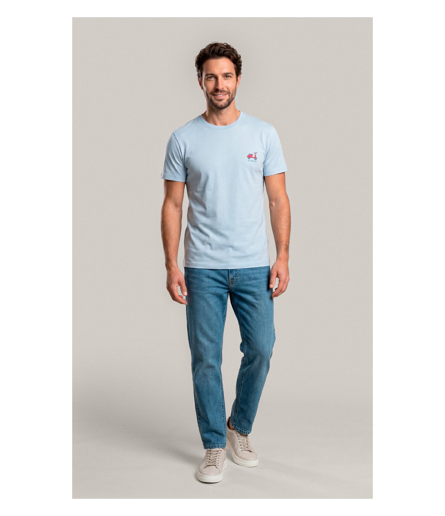 T-Shirt Mm Fd Vespa Peito Azul Claro