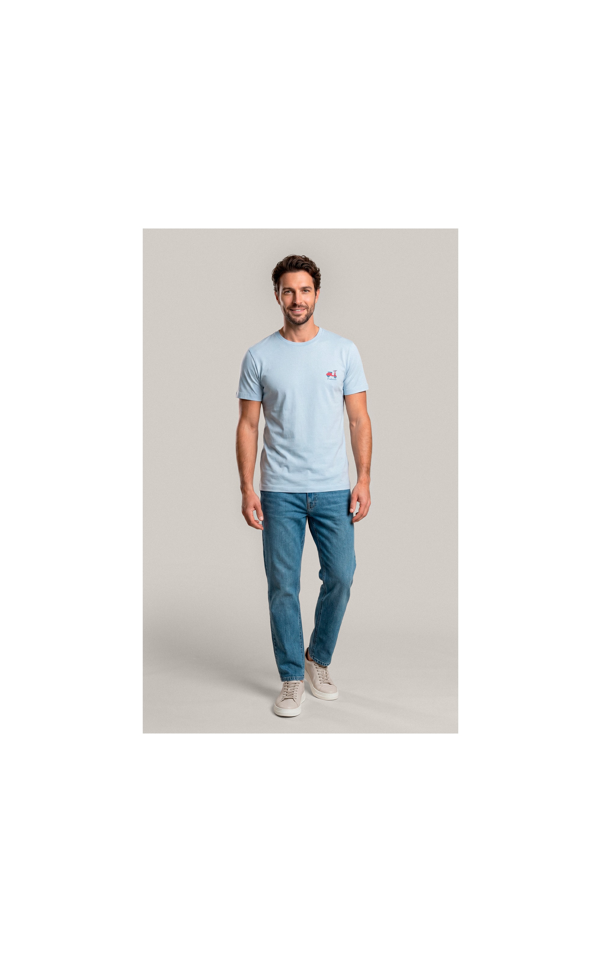 T-Shirt Mm Fd Vespa Peito Azul Claro
