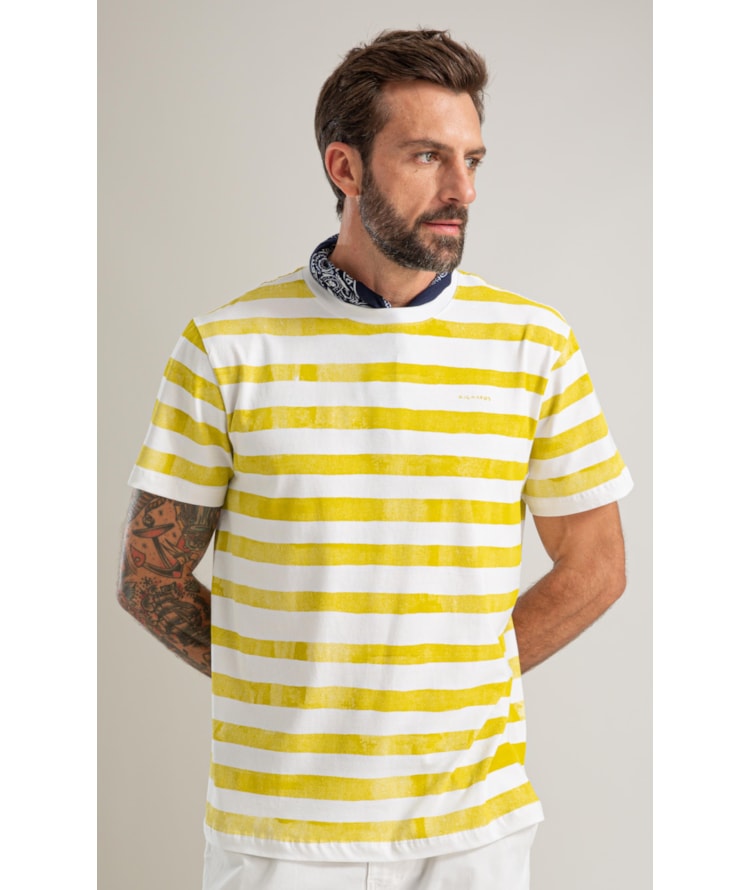 T-Shirt Mm Gd Listrada New Bf Mostarda