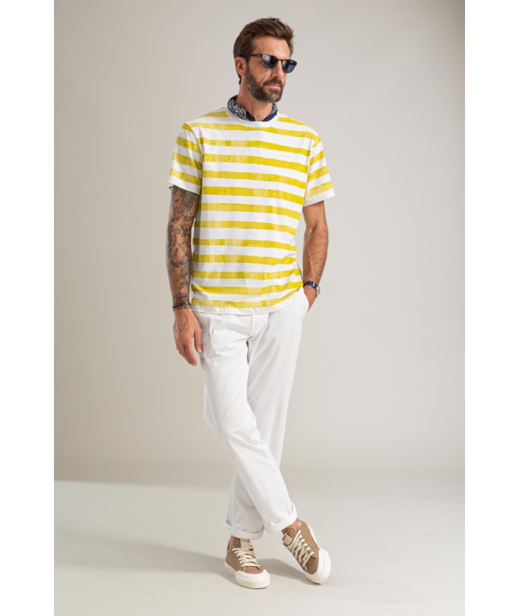 T-Shirt Mm Gd Listrada New Bf Mostarda