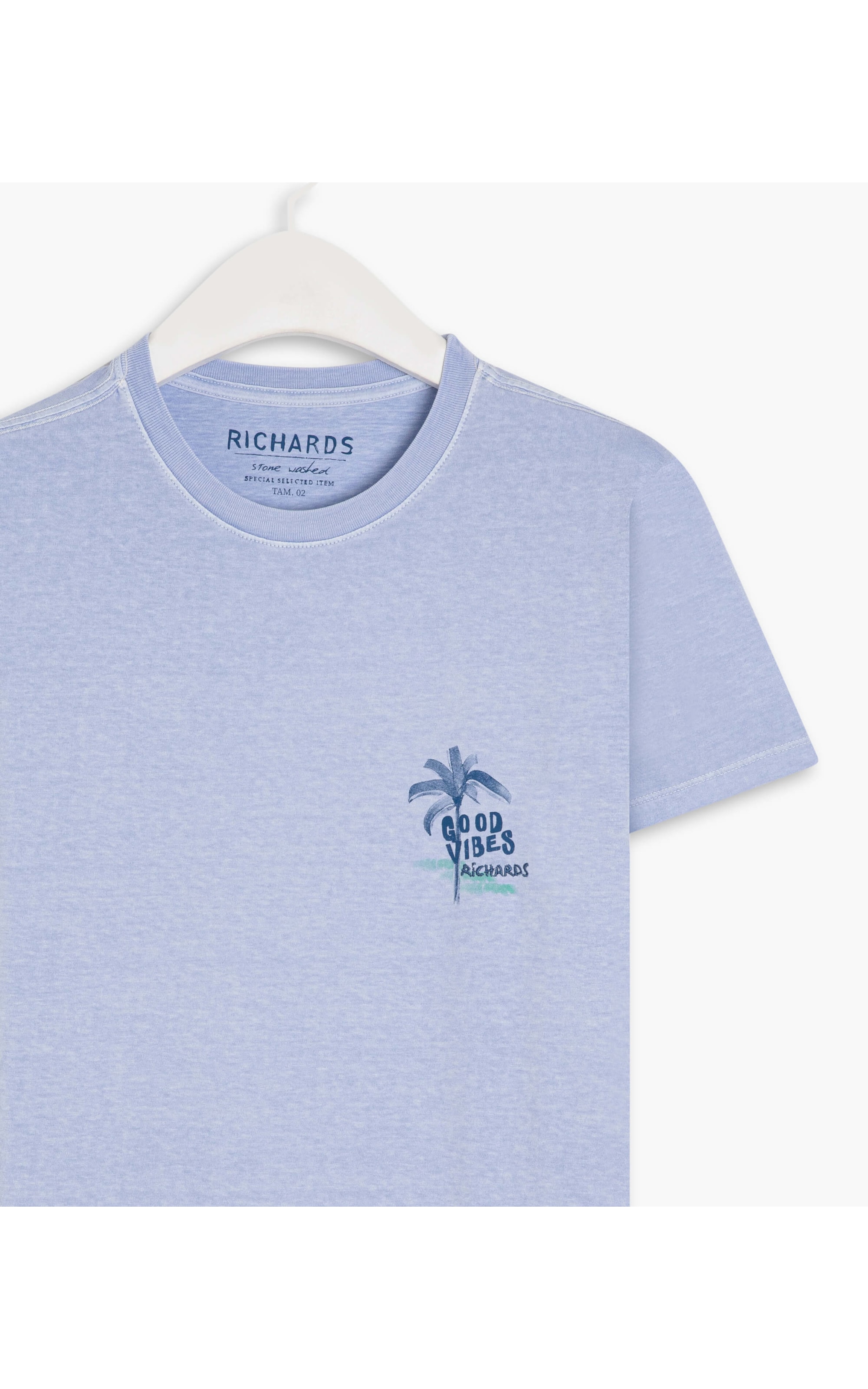 T-Shirt Mm Good Vides Island Azul Claro