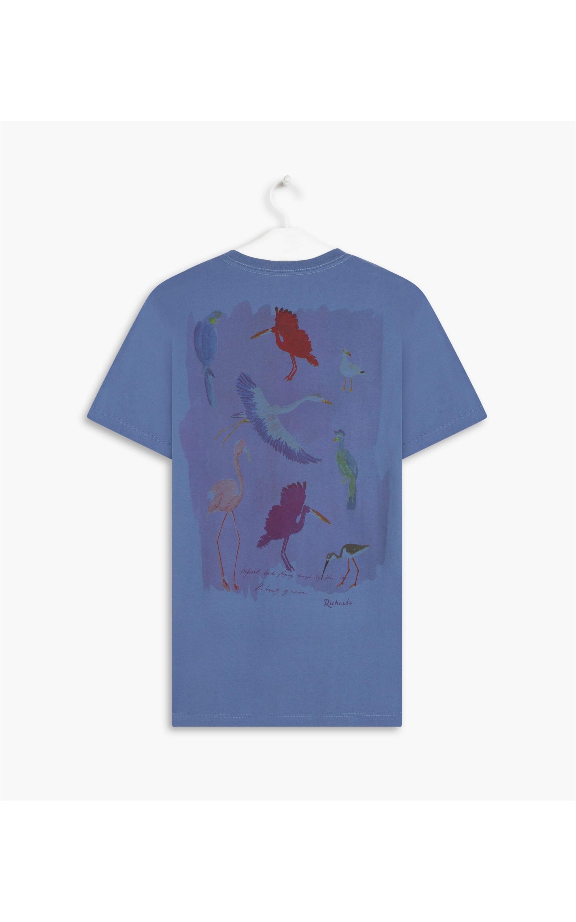 T-Shirt Mm Heron And Birds Azul Medio