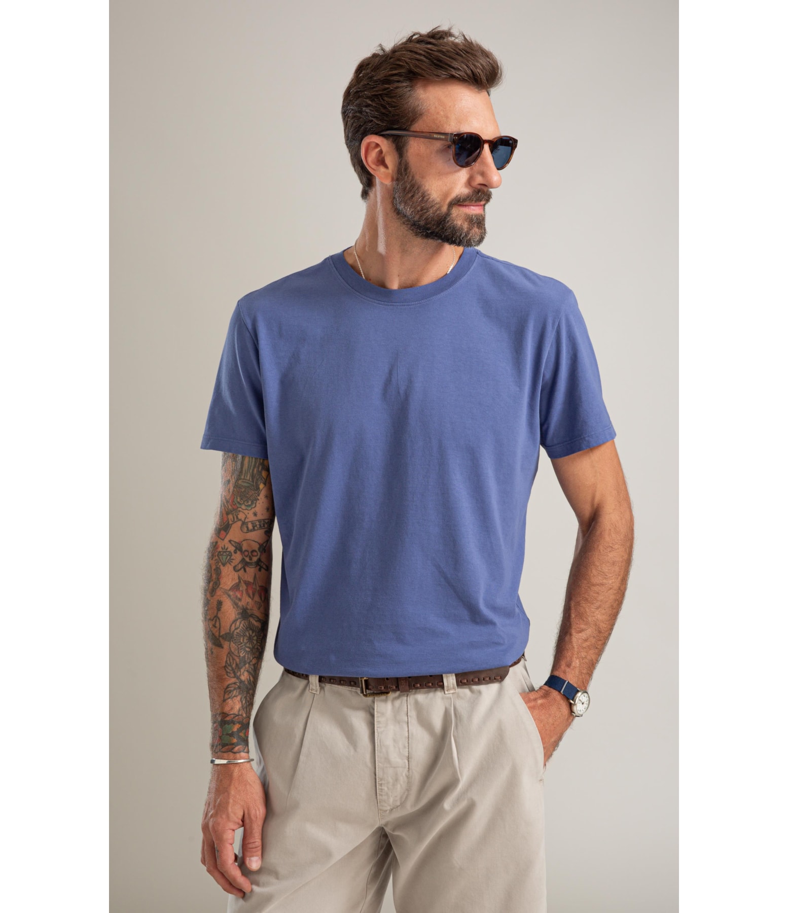 T-Shirt Mm Linen Ethereal Costas Bf Azul Chofer