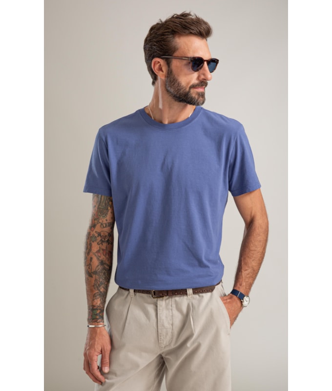 T-Shirt Mm Linen Ethereal Costas Bf Azul Chofer