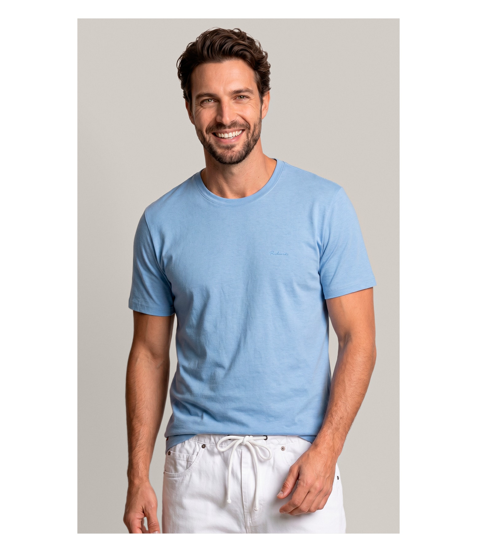 T-Shirt Mm Linen Mc Bf Azul Chofer