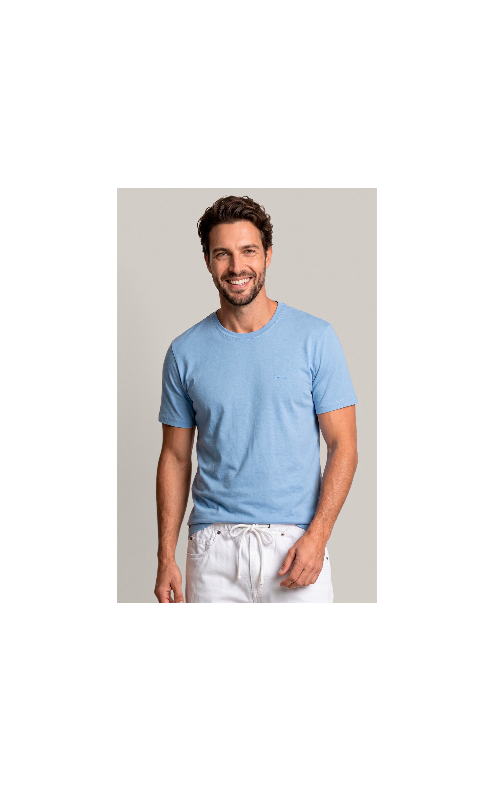 T-Shirt Mm Linen Mc Bf Azul Chofer