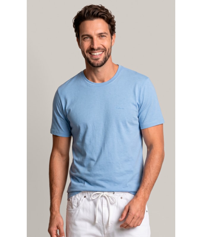 T-Shirt Mm Linen Mc Bf Azul Chofer