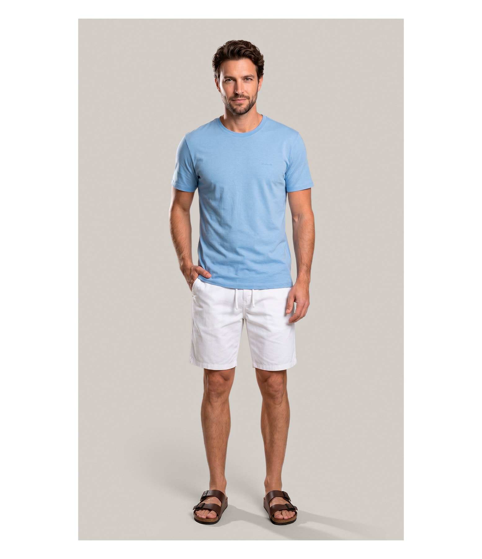 T-Shirt Mm Linen Mc Bf Azul Chofer