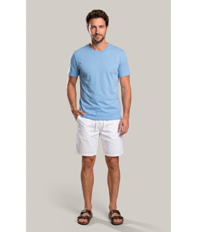 T-Shirt Mm Linen Mc Bf Azul Chofer