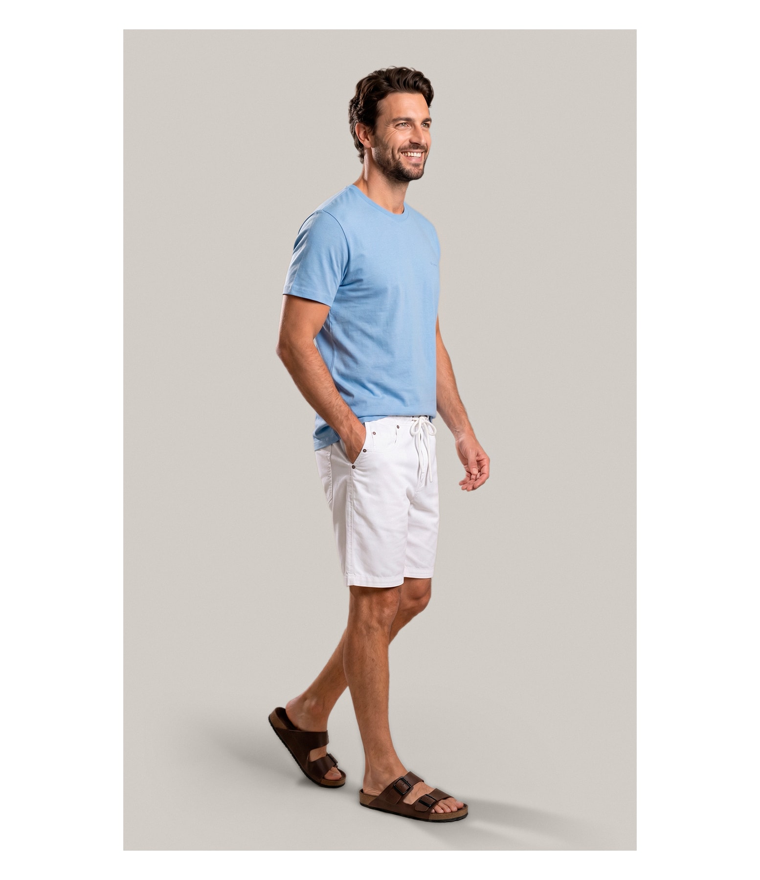 T-Shirt Mm Linen Mc Bf Azul Chofer