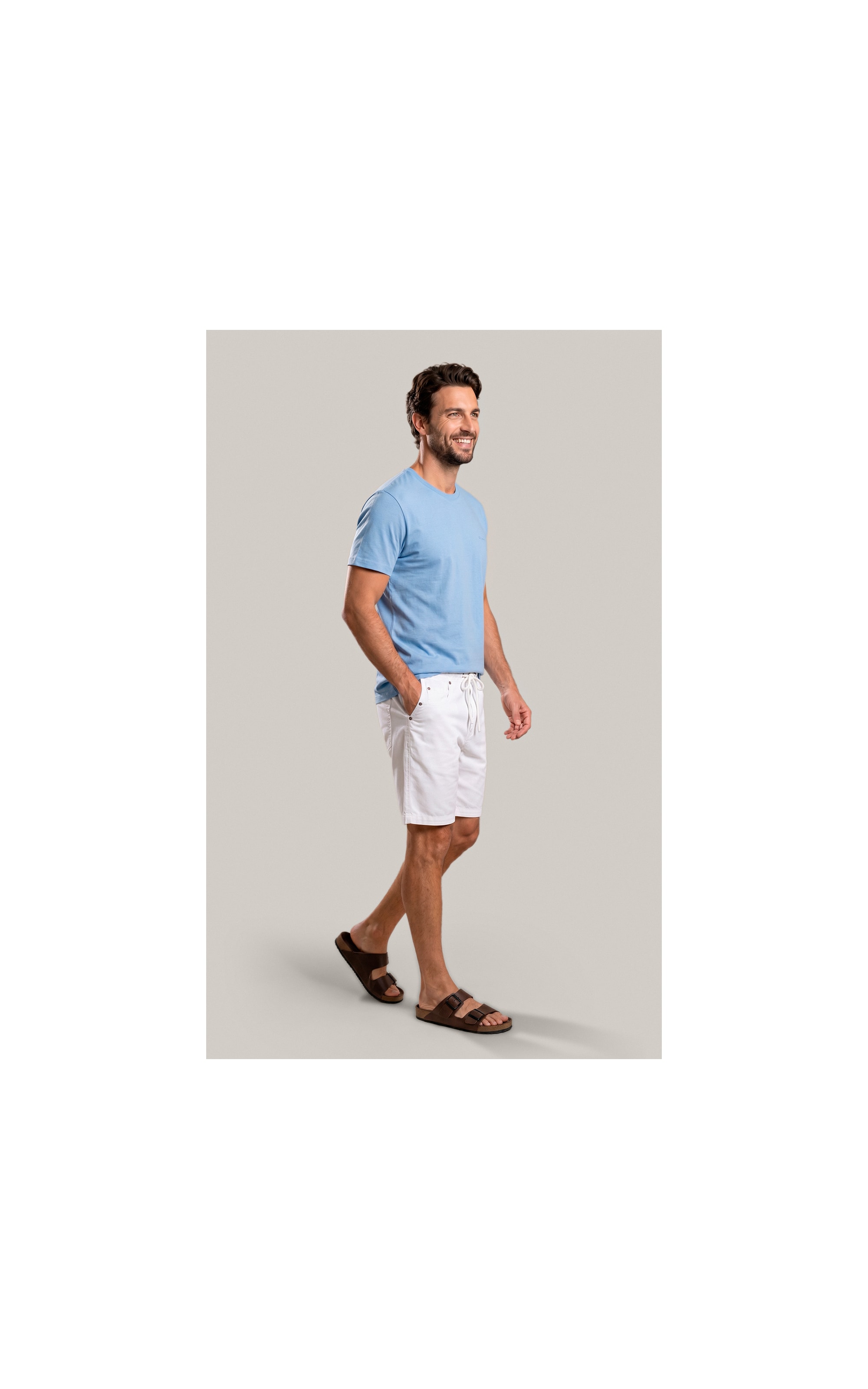 T-Shirt Mm Linen Mc Bf Azul Chofer