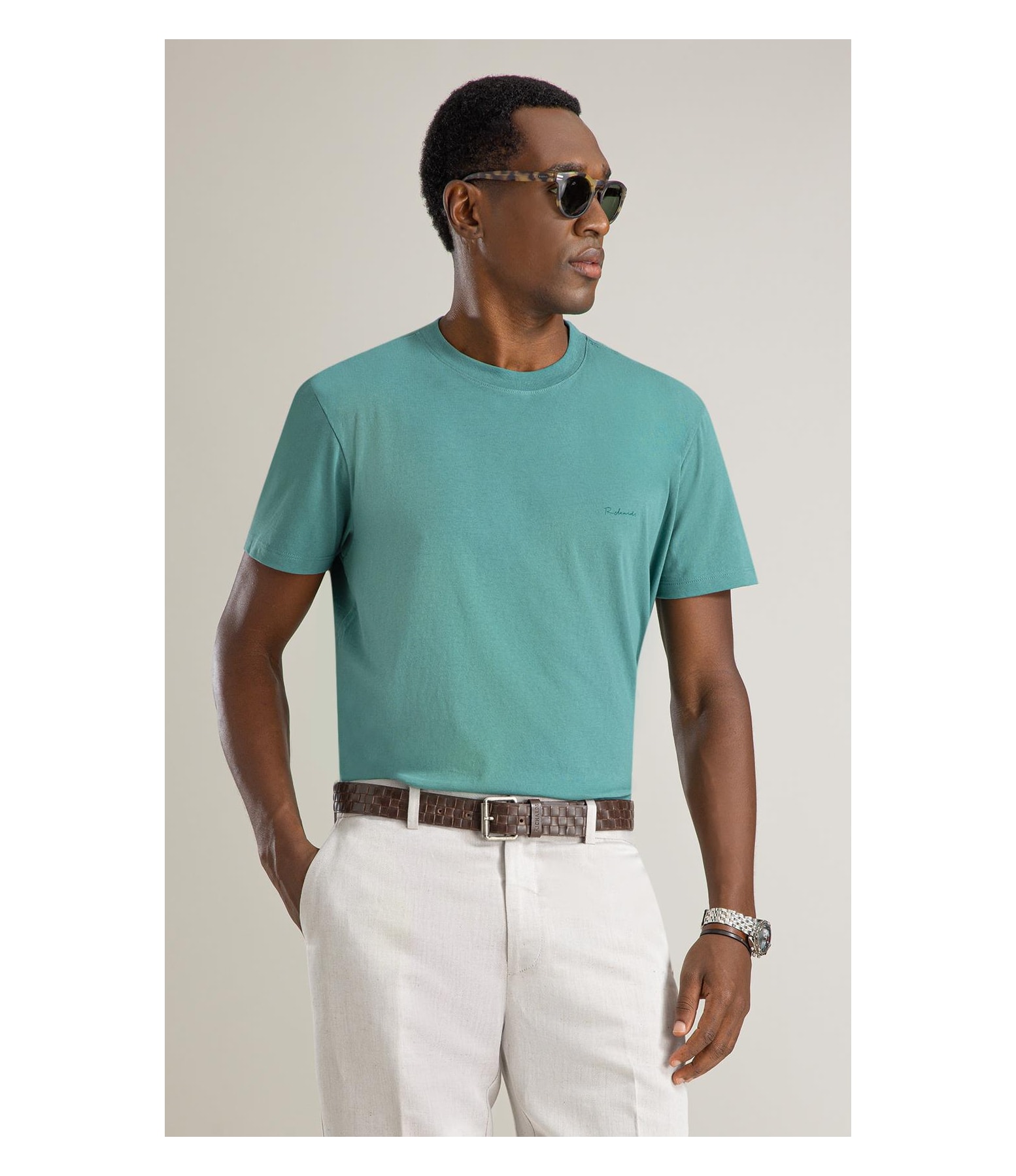 T-Shirt Mm Linen Mc Bf  Esmeralda