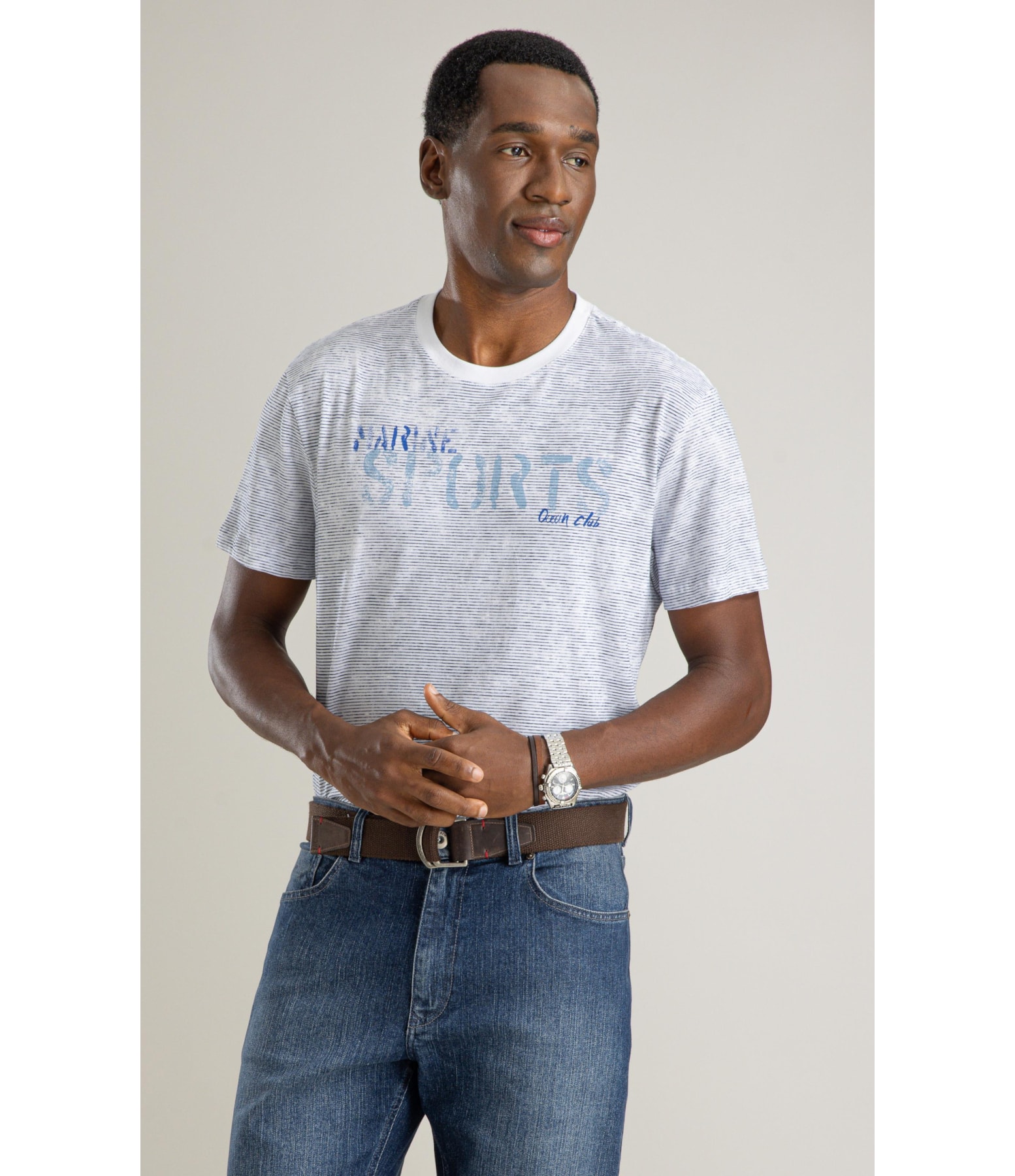 T-Shirt Mm Listrada Marine Sport Bf Marinho