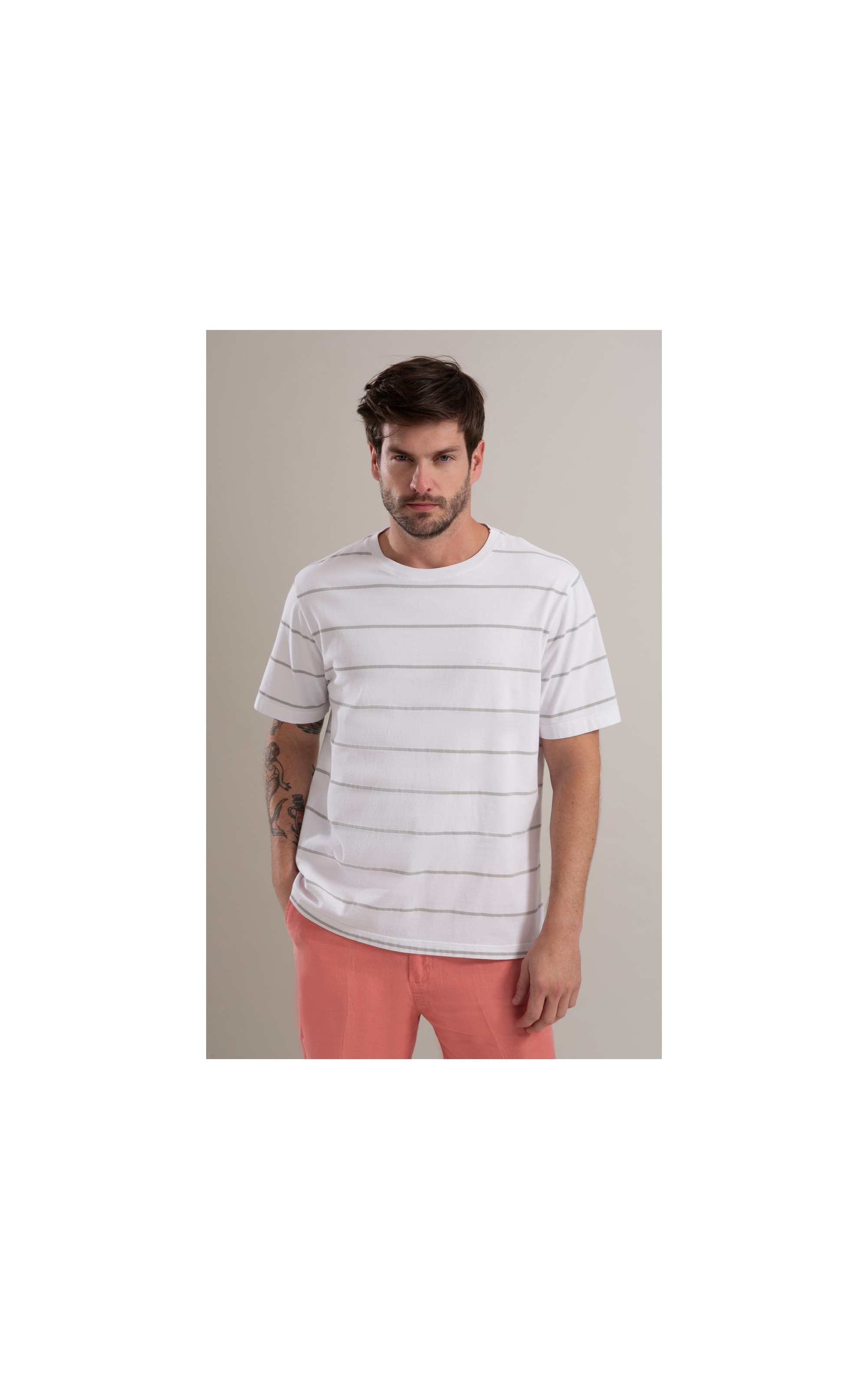 T-Shirt Mm Listrado New Branco