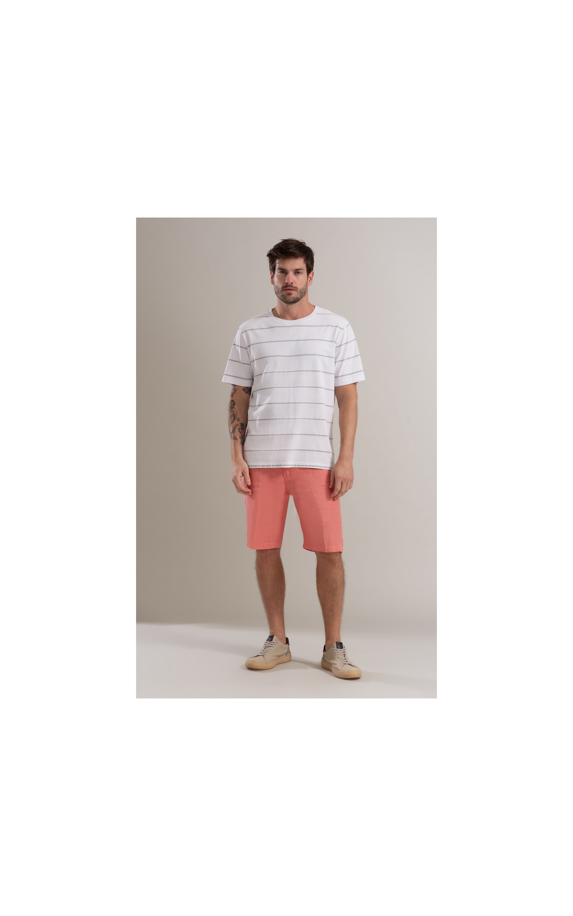 T-Shirt Mm Listrado New Branco