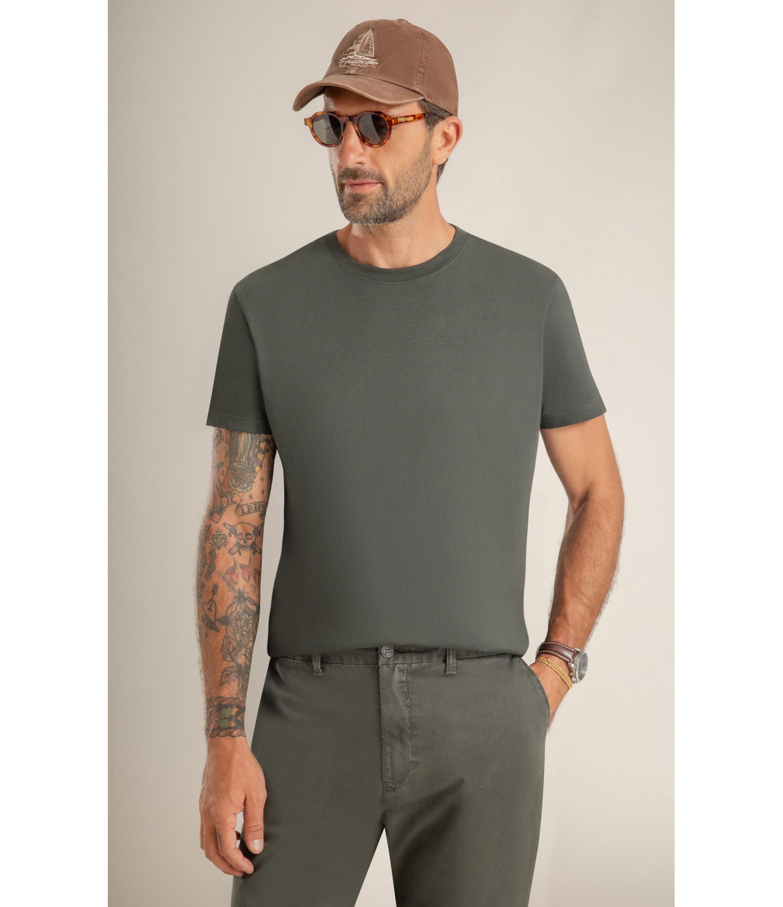 T-Shirt Mm New Property Basic Fit Verde Militar