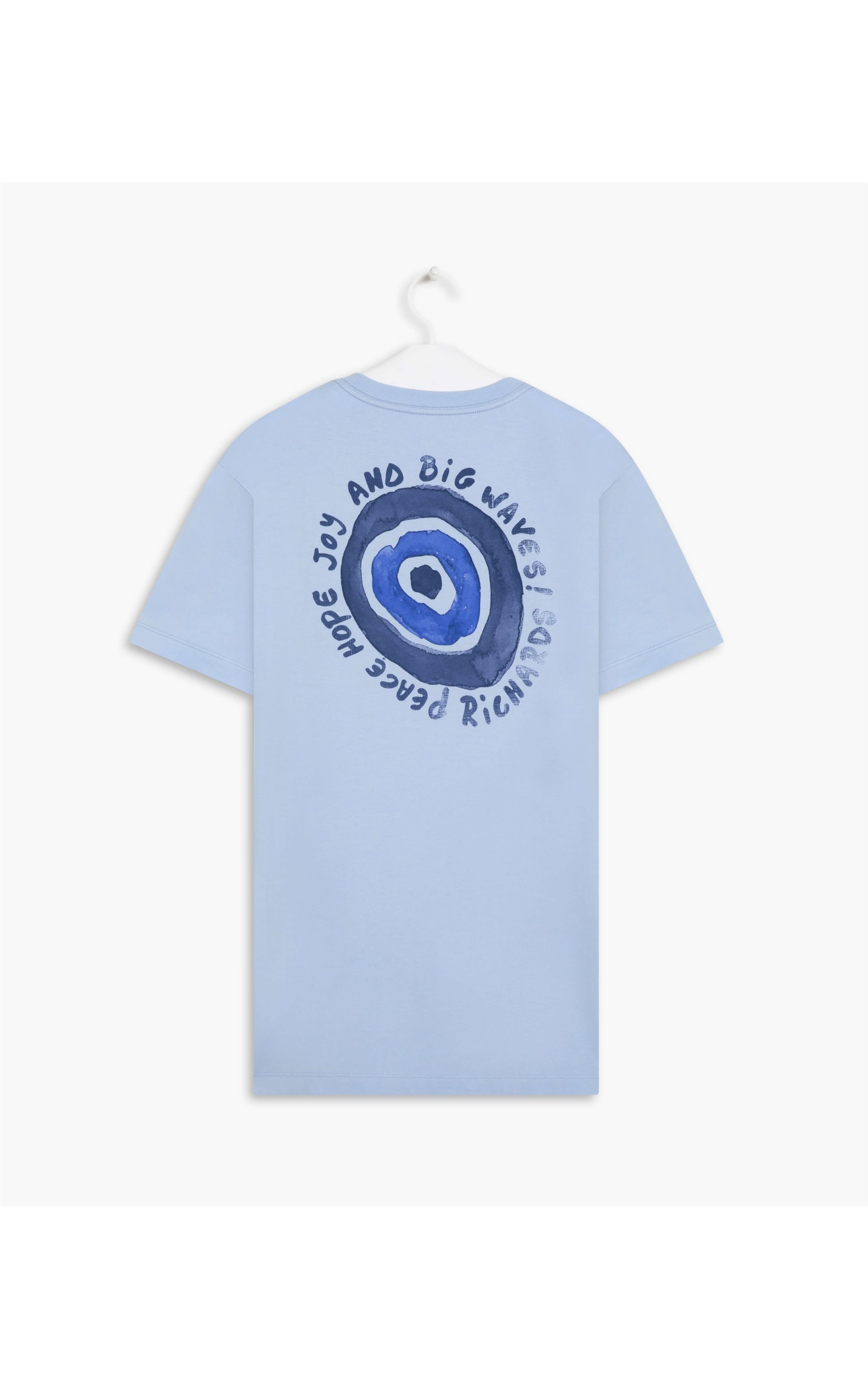T-Shirt Mm Peace Hope Joy Azul Claro