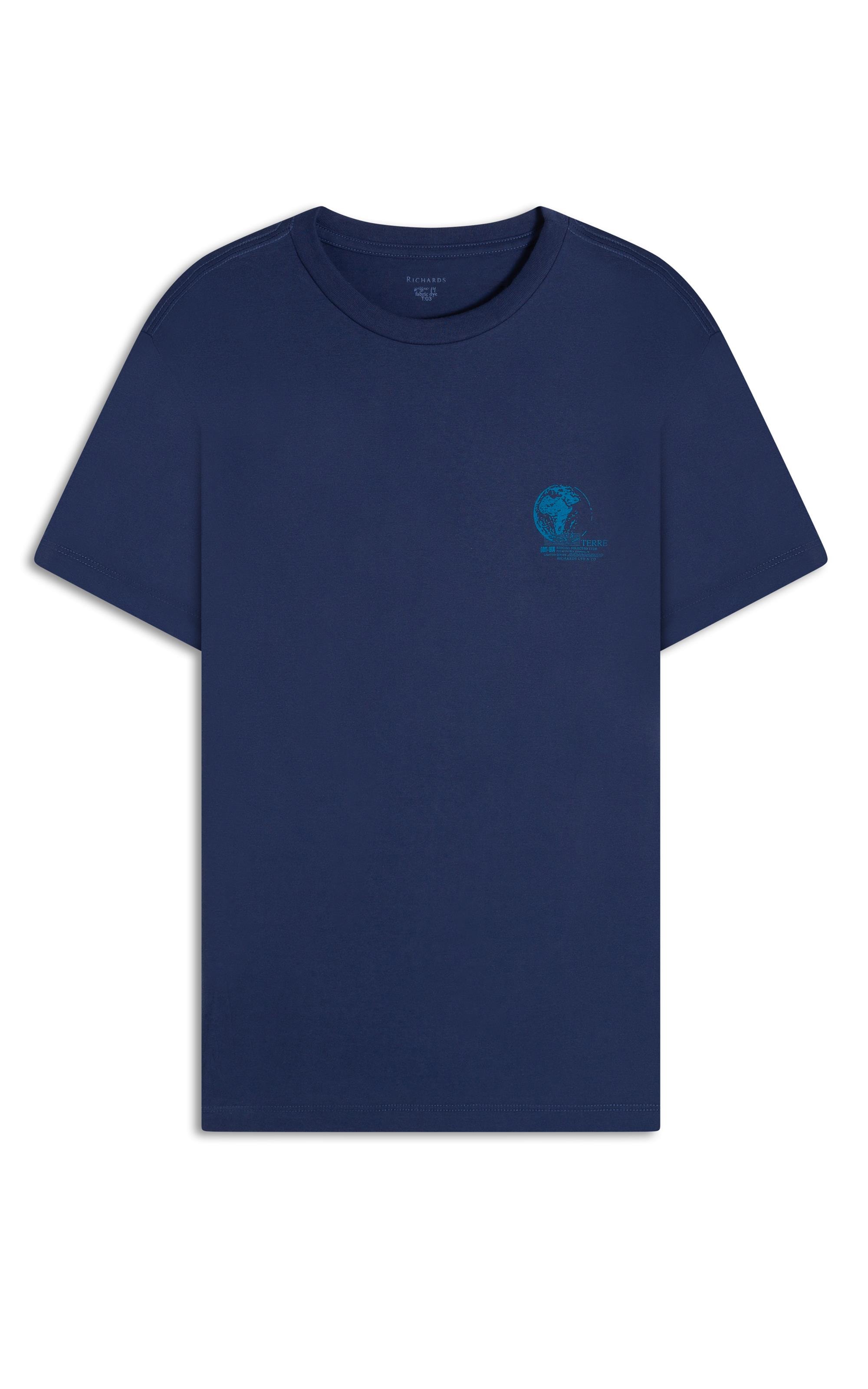 T-Shirt Mm Planetas Peito Basic Fit Cobalto