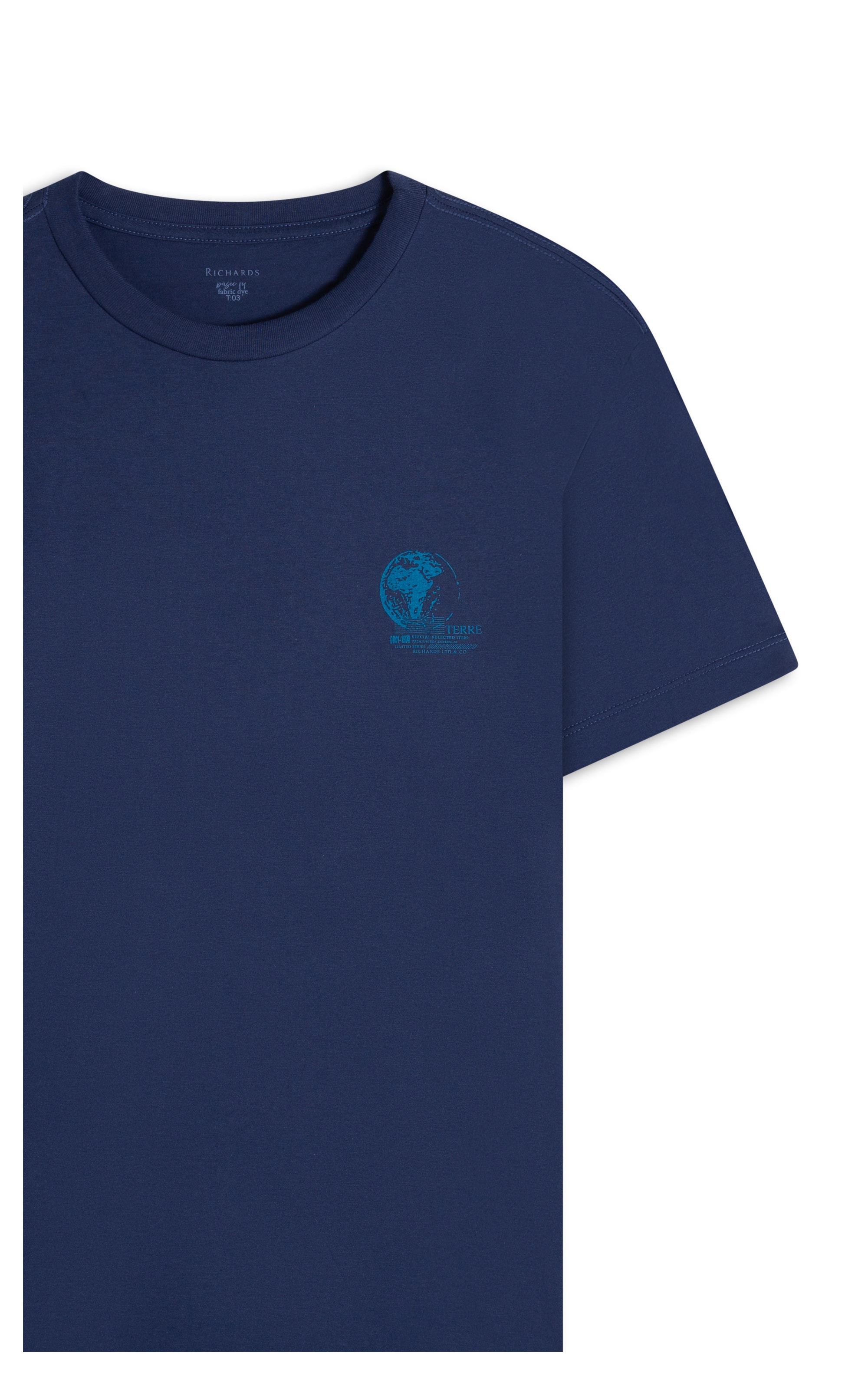 T-Shirt Mm Planetas Peito Basic Fit Cobalto