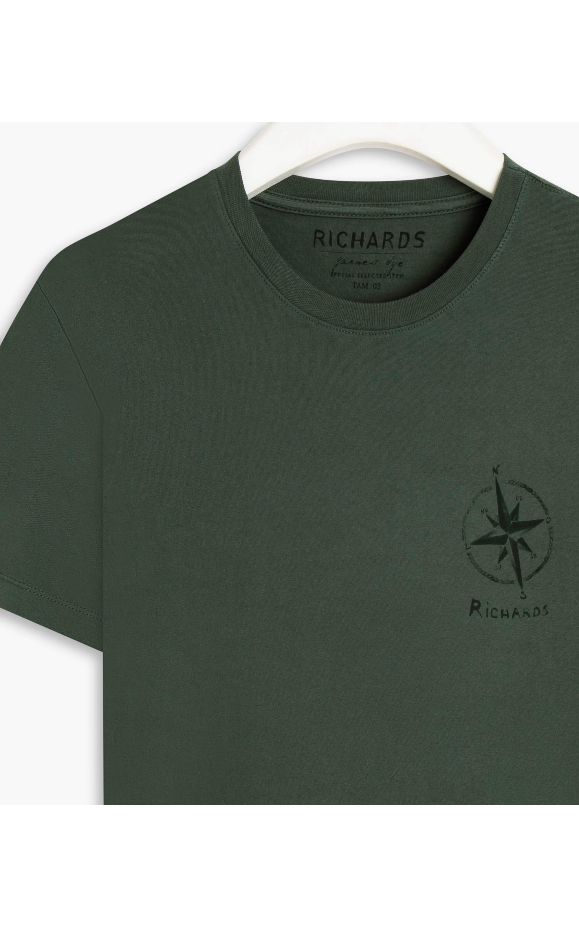 T-Shirt Mm Rosa Dos Ventos Peito Verde Oliva