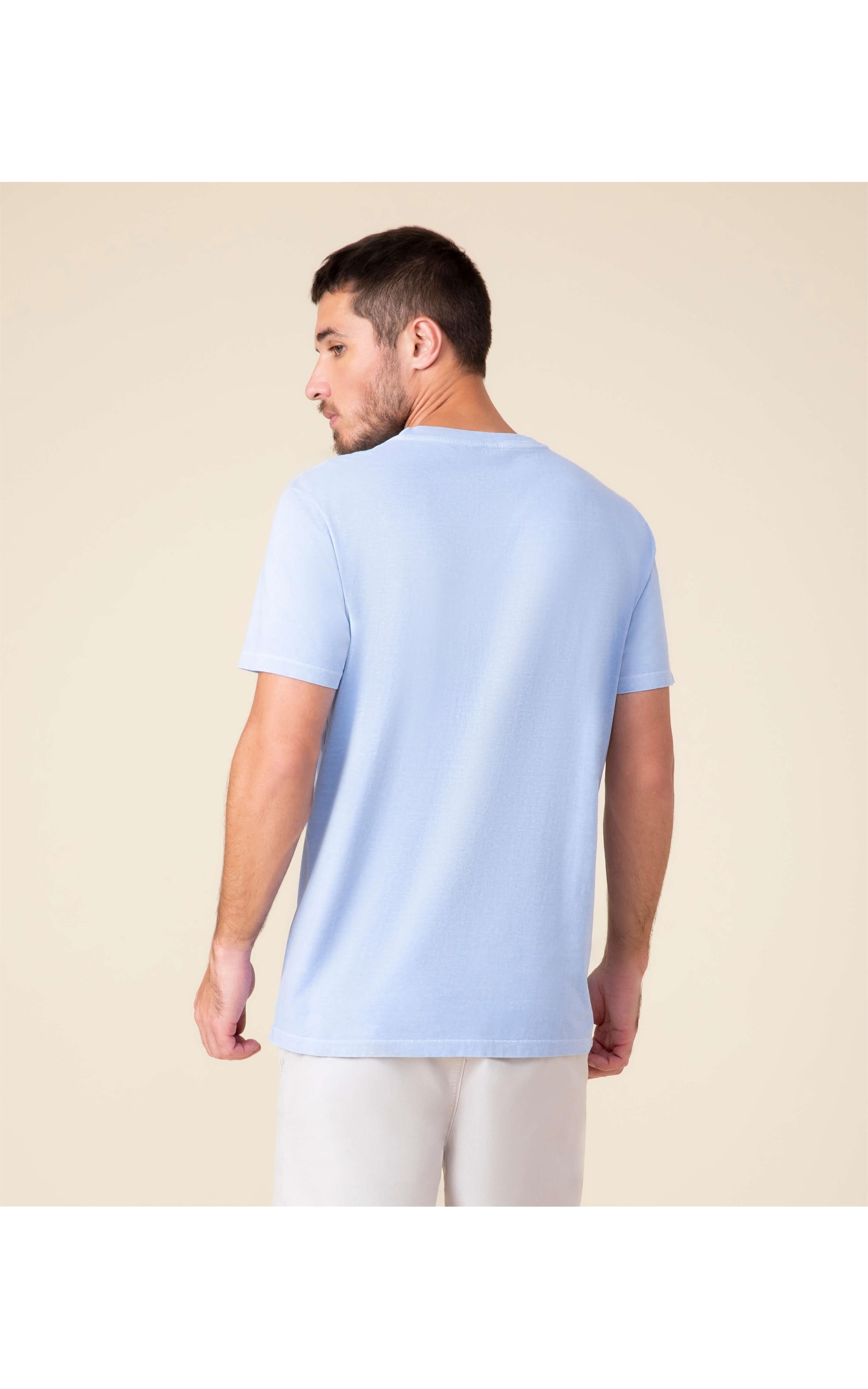 T-Shirt Mm Stone Lisa Com Bolso Azul Claro