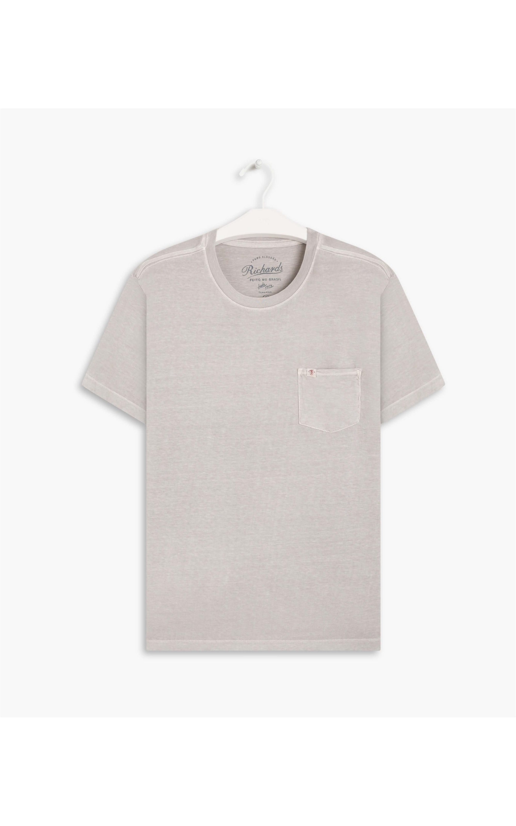 T-Shirt Mm Stone Lisa Com Bolso Cinza Claro