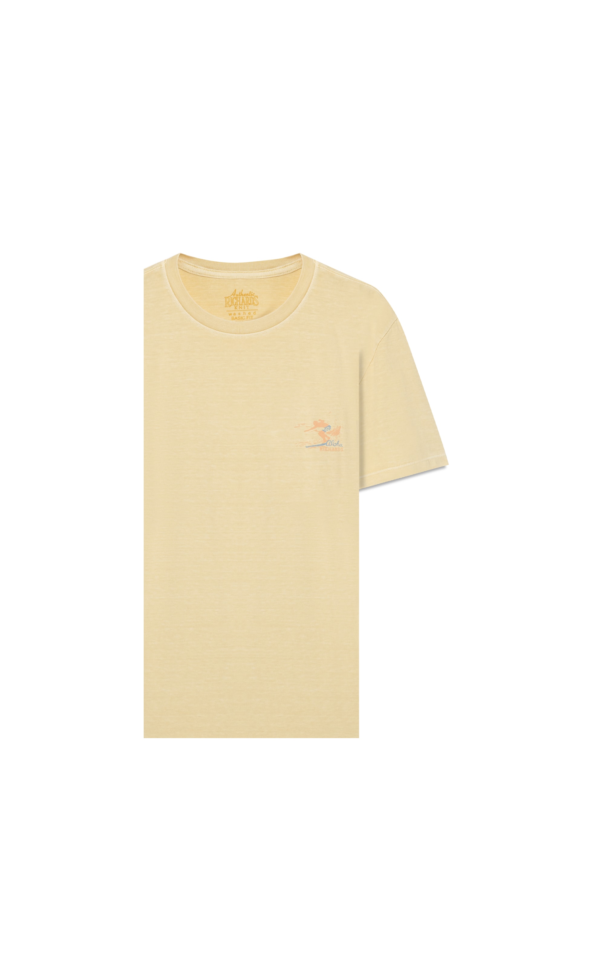 T-Shirt Mm Washed Aloha Peito Bf Amarelo