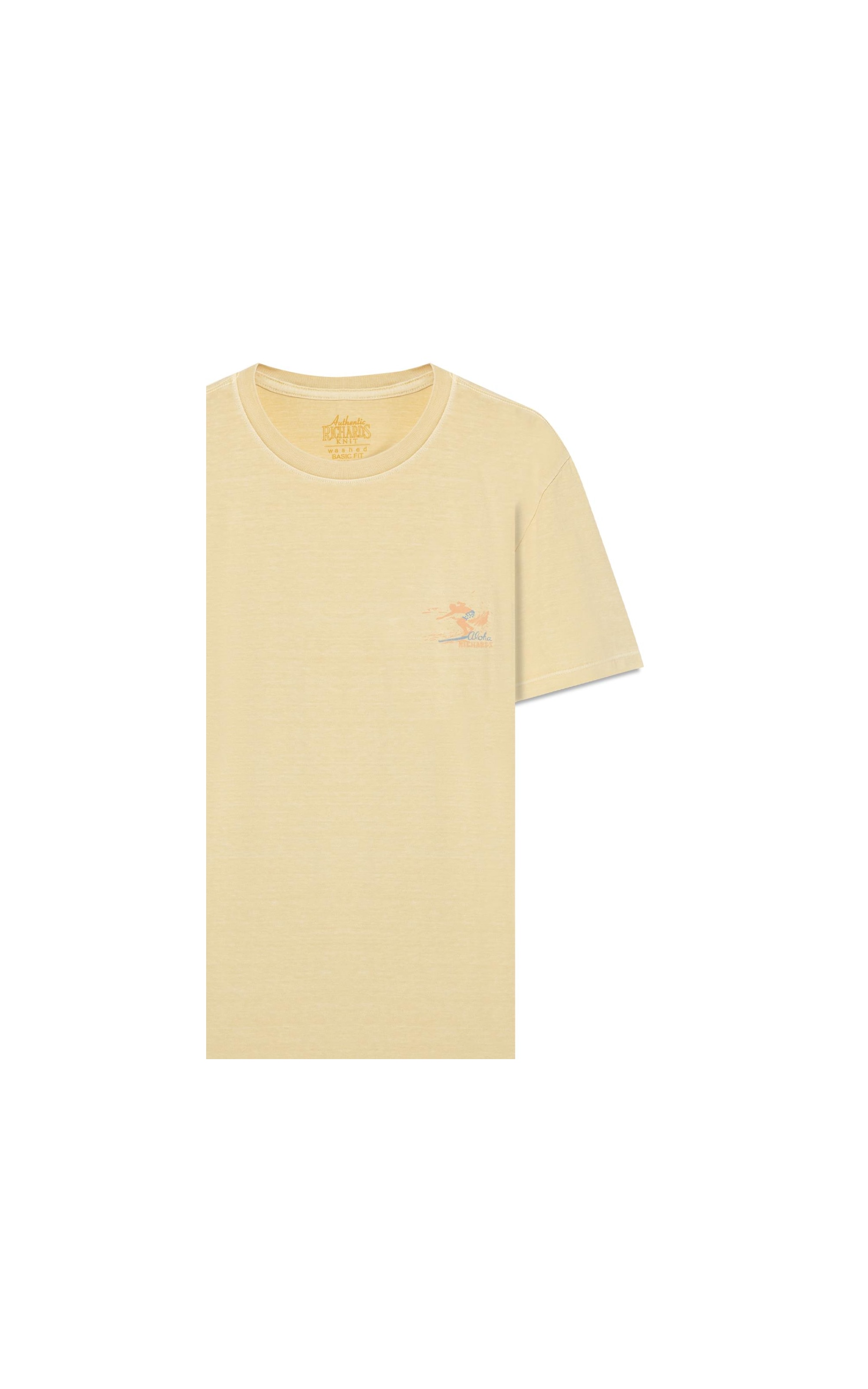 T-Shirt Mm Washed Aloha Peito Bf Amarelo