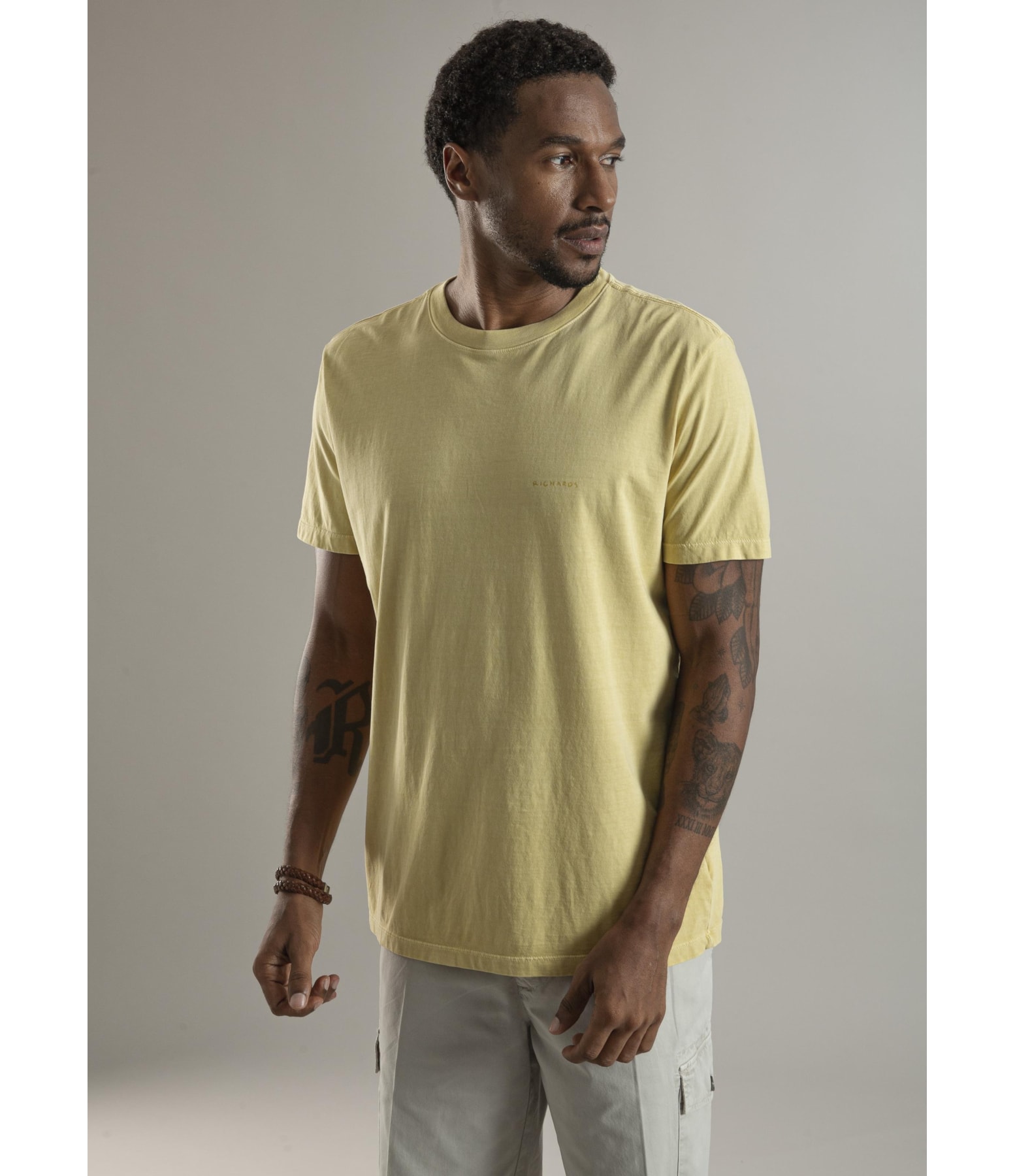 T-Shirt Mm Washed Aquarela Amarelo