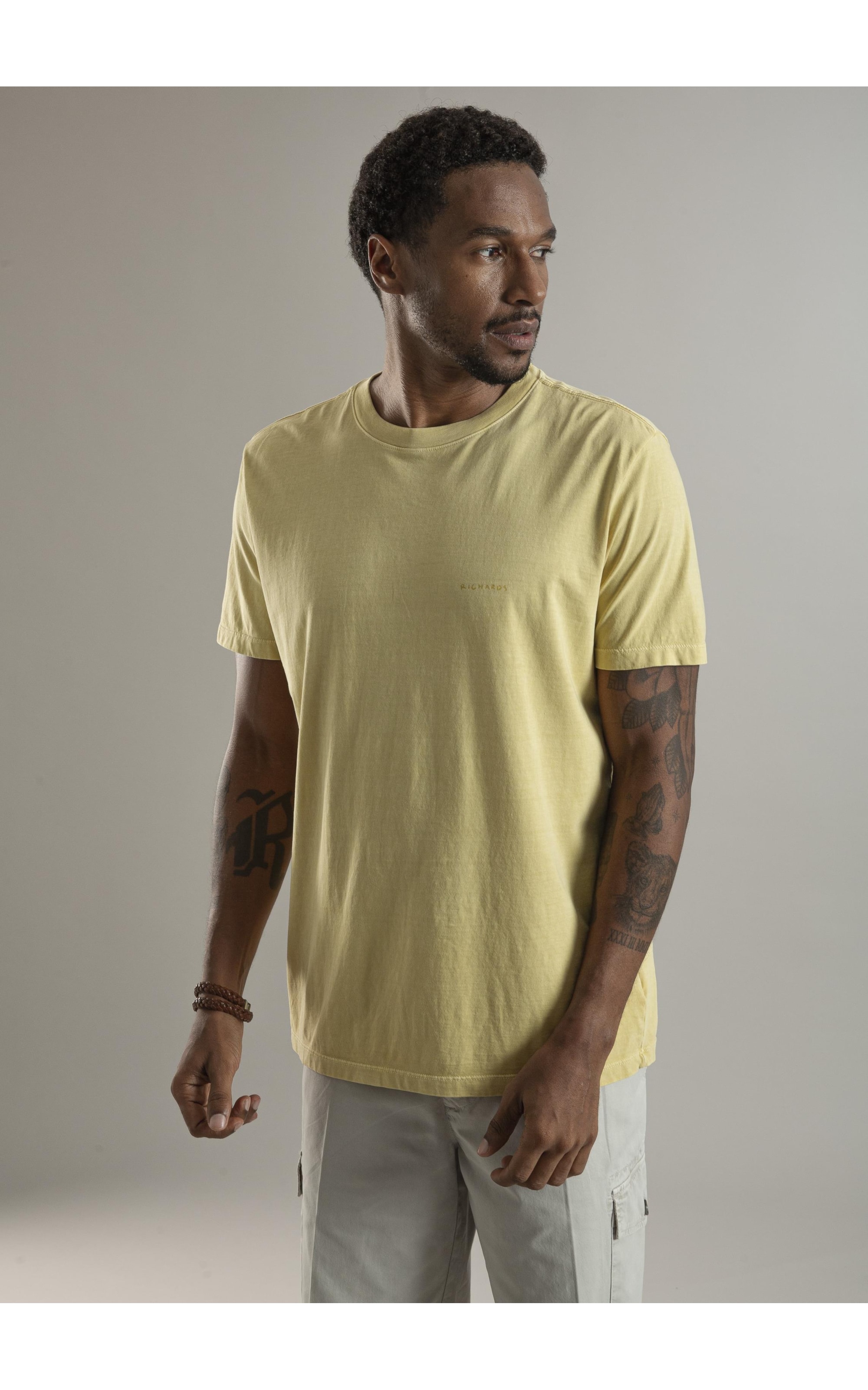 T-Shirt Mm Washed Aquarela Amarelo