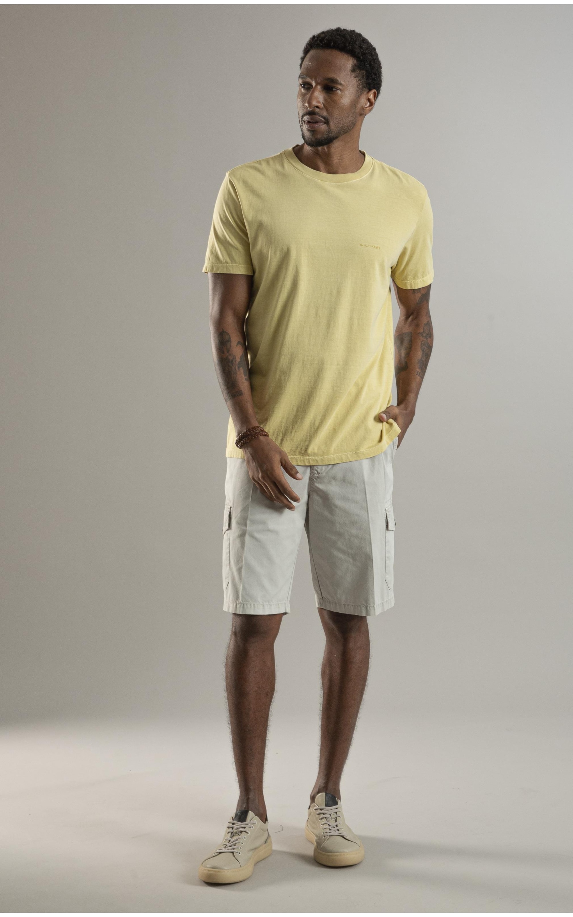 T-Shirt Mm Washed Aquarela Amarelo