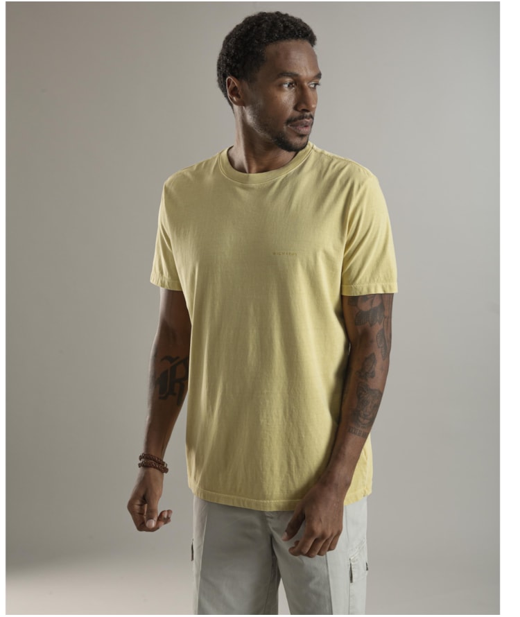 T-Shirt Mm Washed Aquarela Amarelo