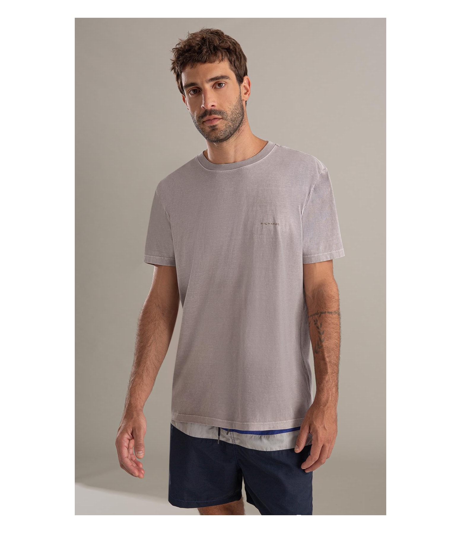 T-Shirt Mm Washed Aquarela Cinza Claro