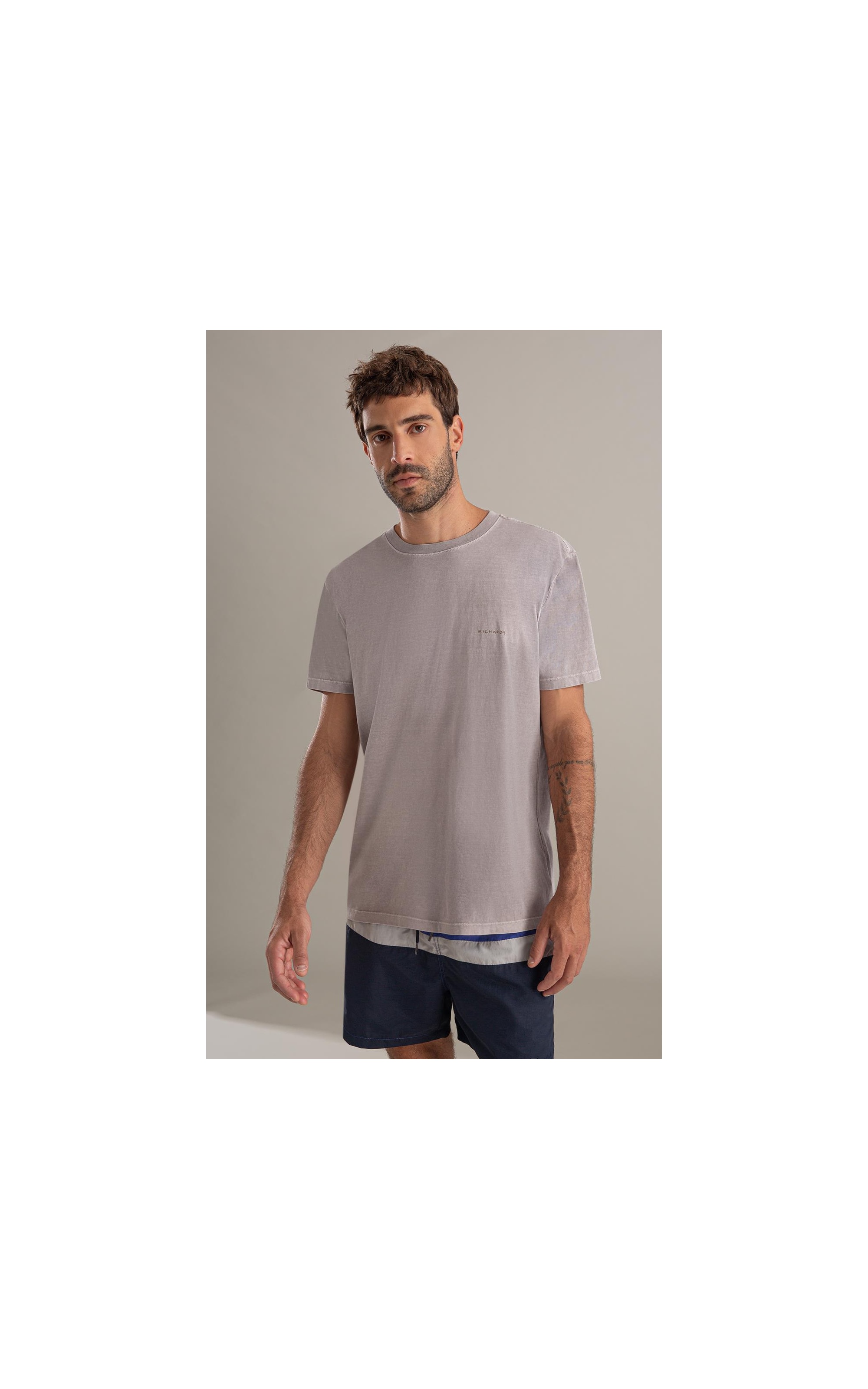 T-Shirt Mm Washed Aquarela Cinza Claro