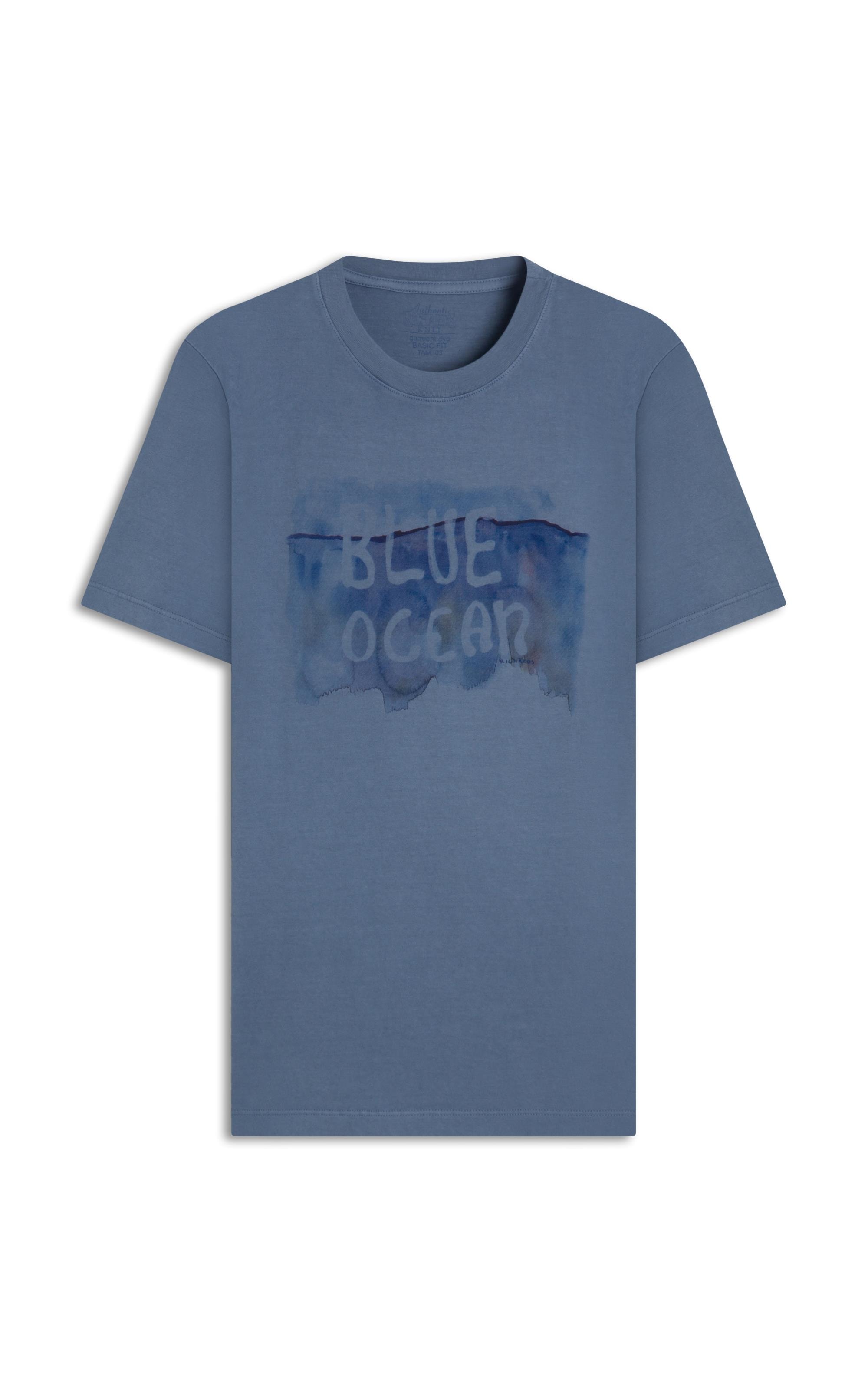 T-Shirt Mm Washed Aloha Peito Bf Azul Medio