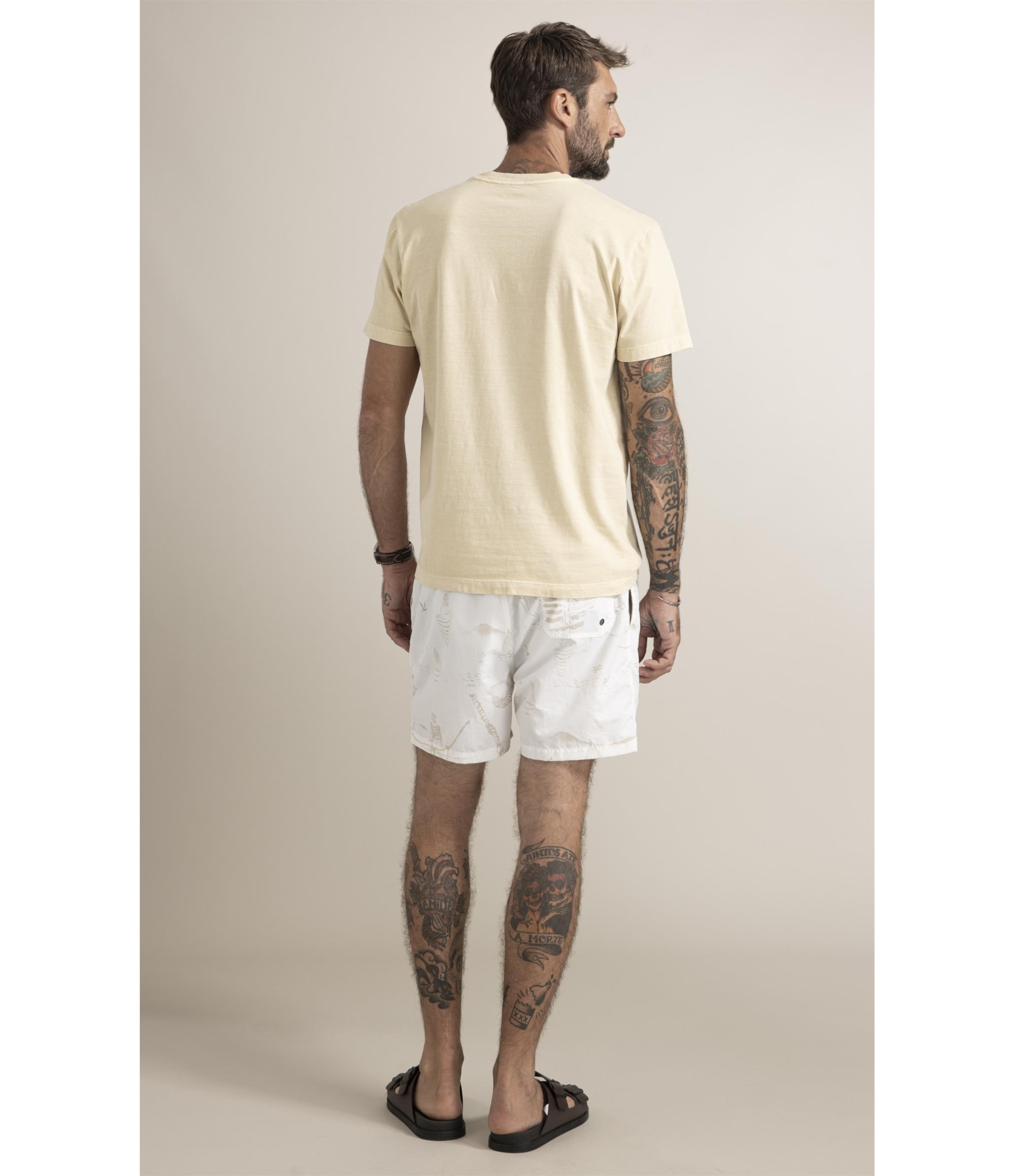 T-Shirt Mm Washed Brasao Nautique Peito Amarelo