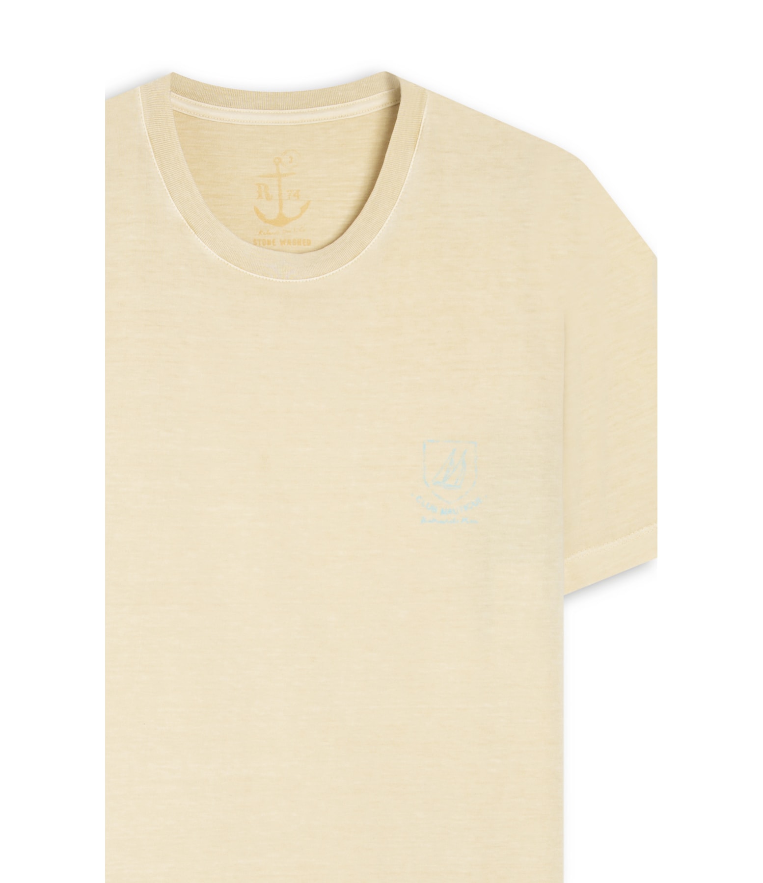 T-Shirt Mm Washed Brasao Nautique Peito Amarelo