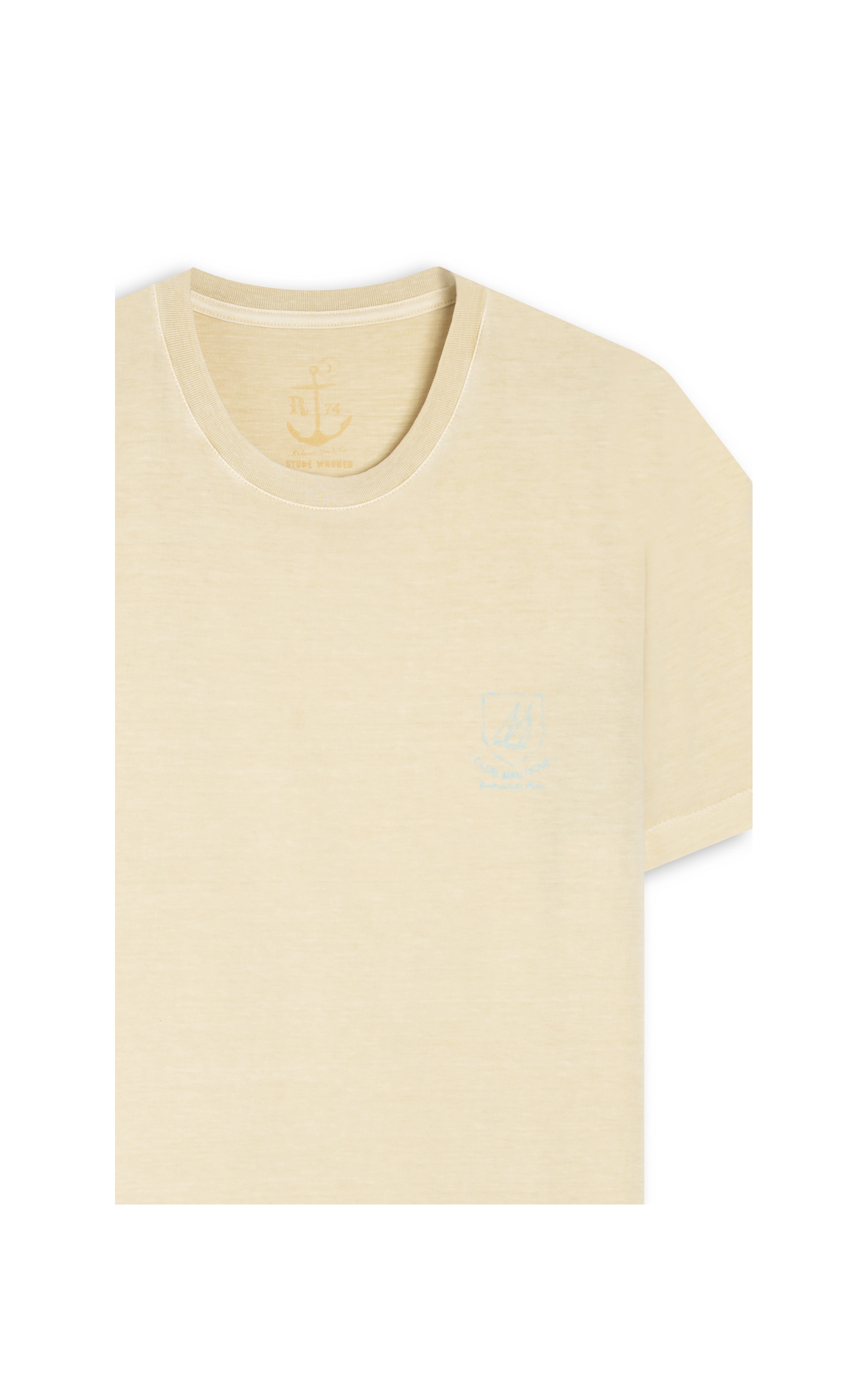 T-Shirt Mm Washed Brasao Nautique Peito Amarelo