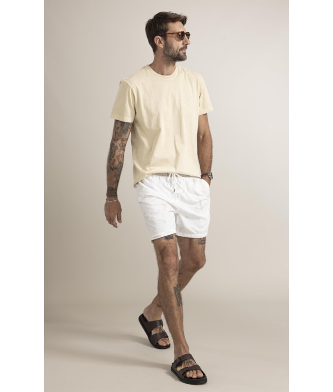 T-Shirt Mm Washed Brasao Nautique Peito Amarelo