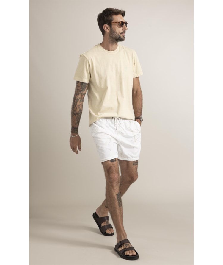 T-Shirt Mm Washed Brasao Nautique Peito Amarelo