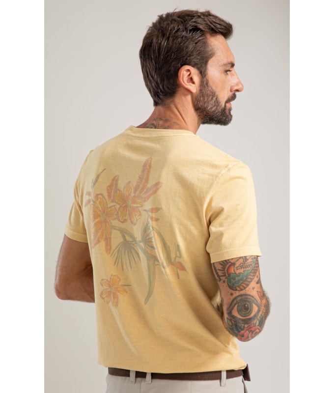T-Shirt Mm Washed Caete Costas Bf Amarelo
