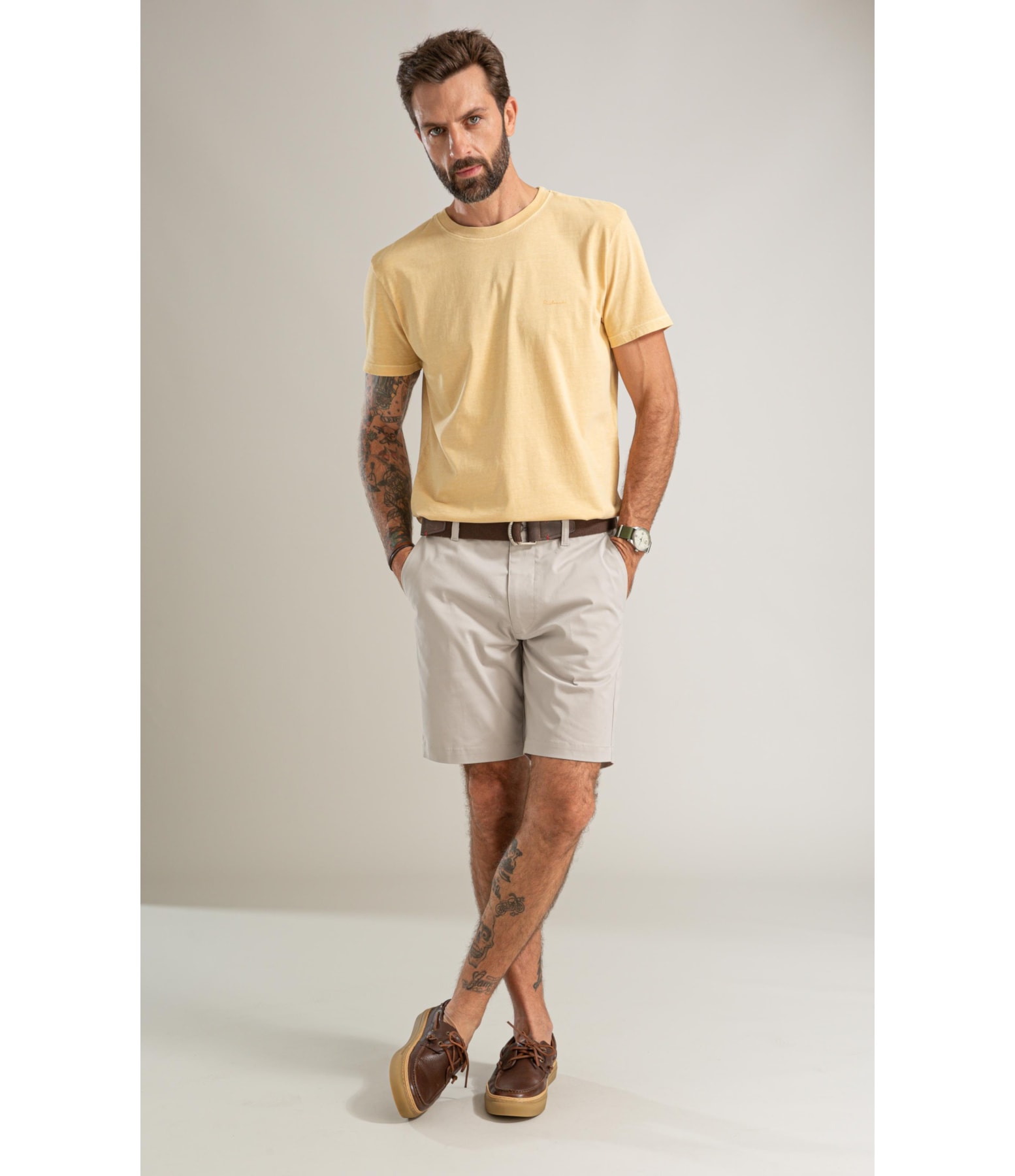 T-Shirt Mm Washed Caete Costas Bf Amarelo