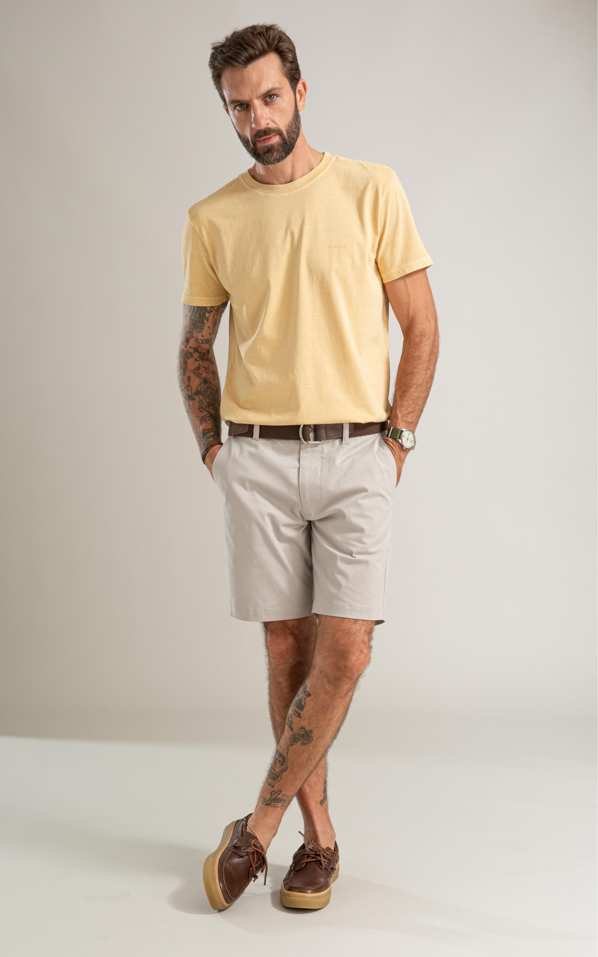 T-Shirt Mm Washed Caete Costas Bf Amarelo
