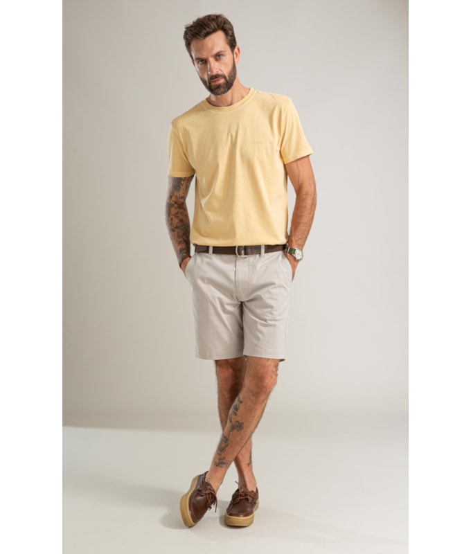T-Shirt Mm Washed Caete Costas Bf Amarelo