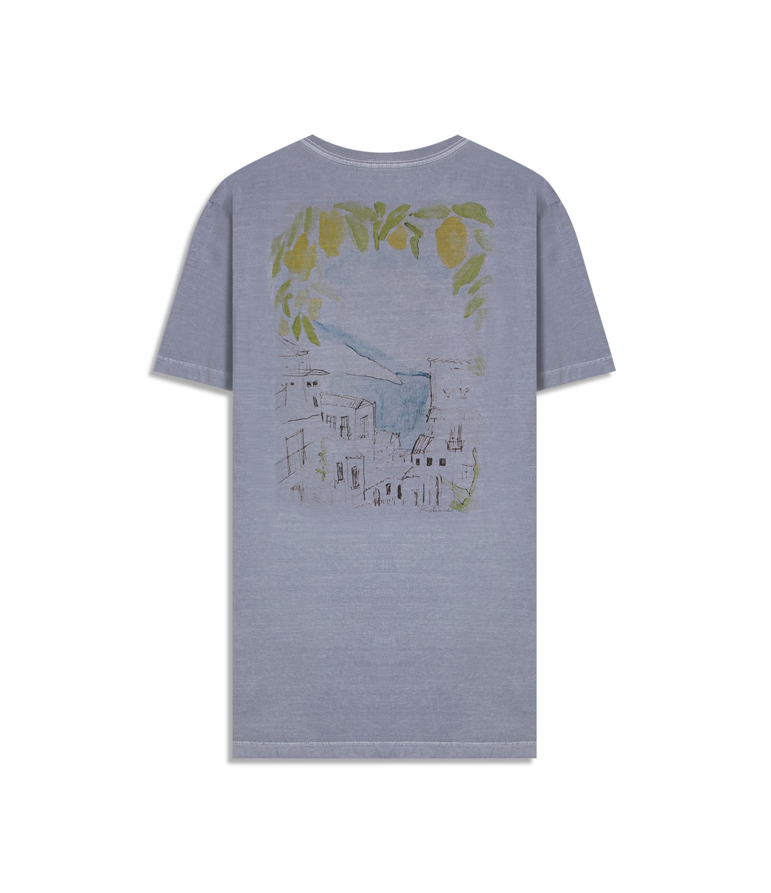 T-Shirt Mm Washed Color Sketch Cta Blue Vintage