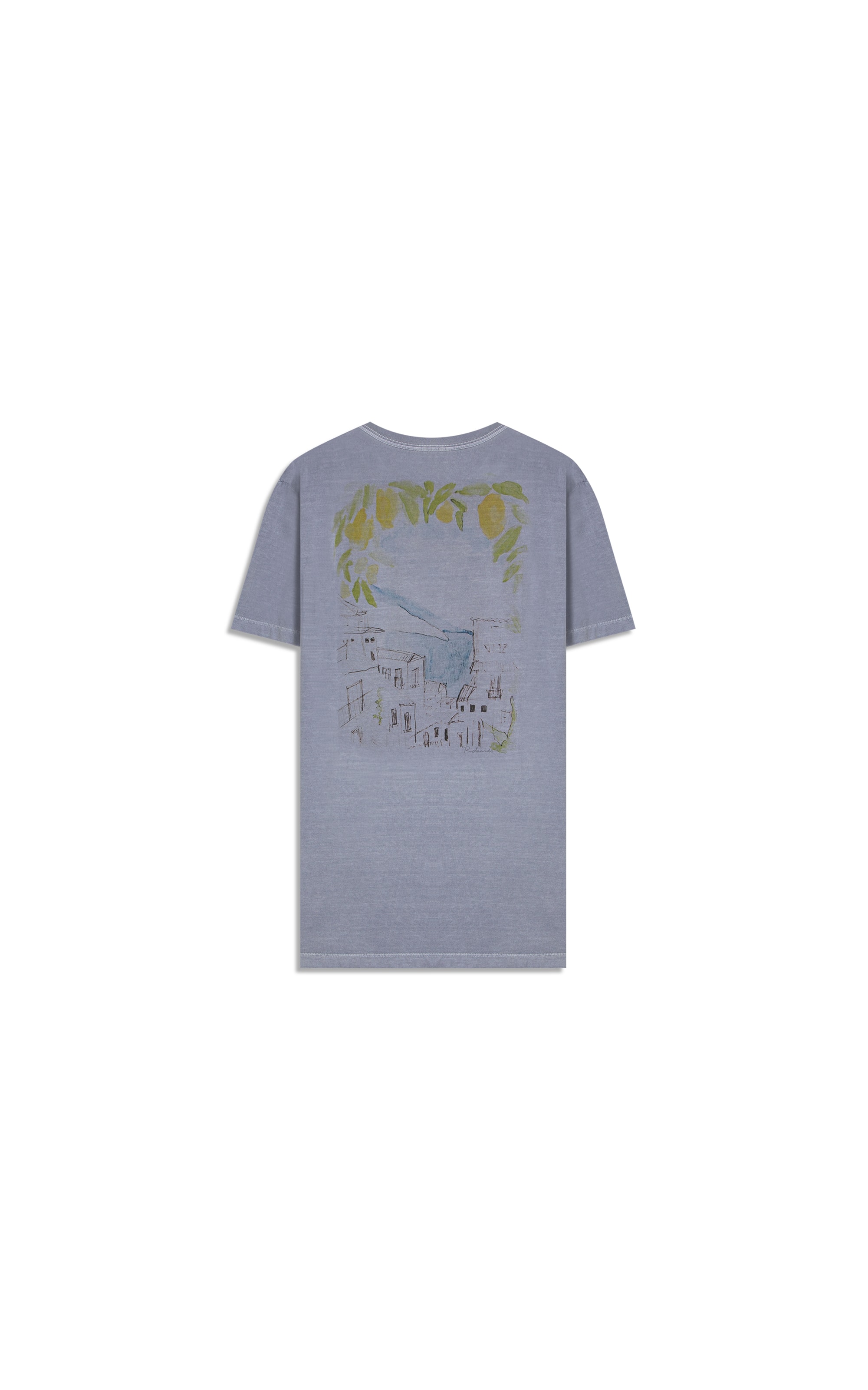 T-Shirt Mm Washed Color Sketch Cta Blue Vintage
