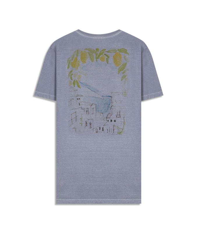 T-Shirt Mm Washed Color Sketch Cta Blue Vintage