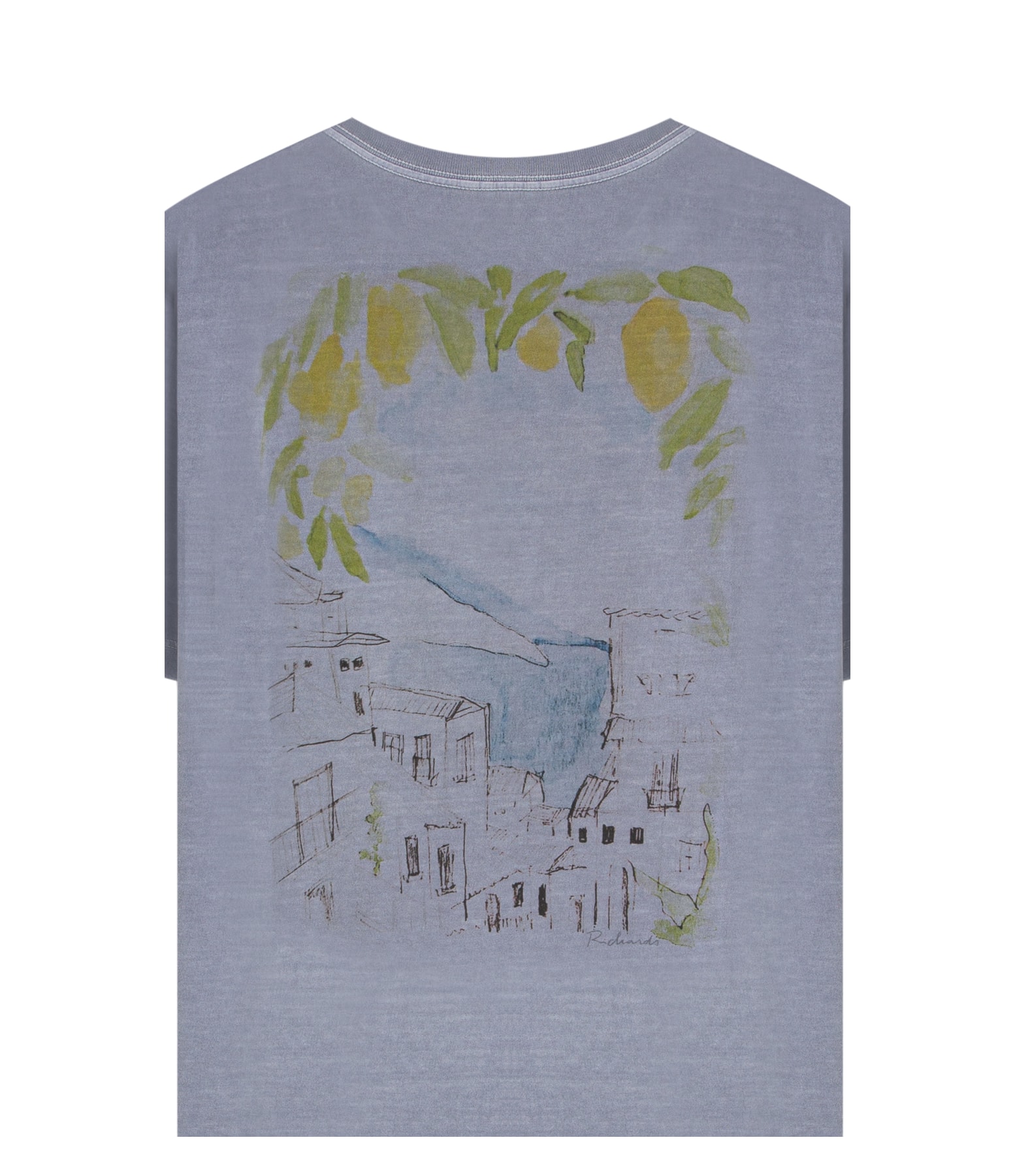 T-Shirt Mm Washed Color Sketch Cta Blue Vintage