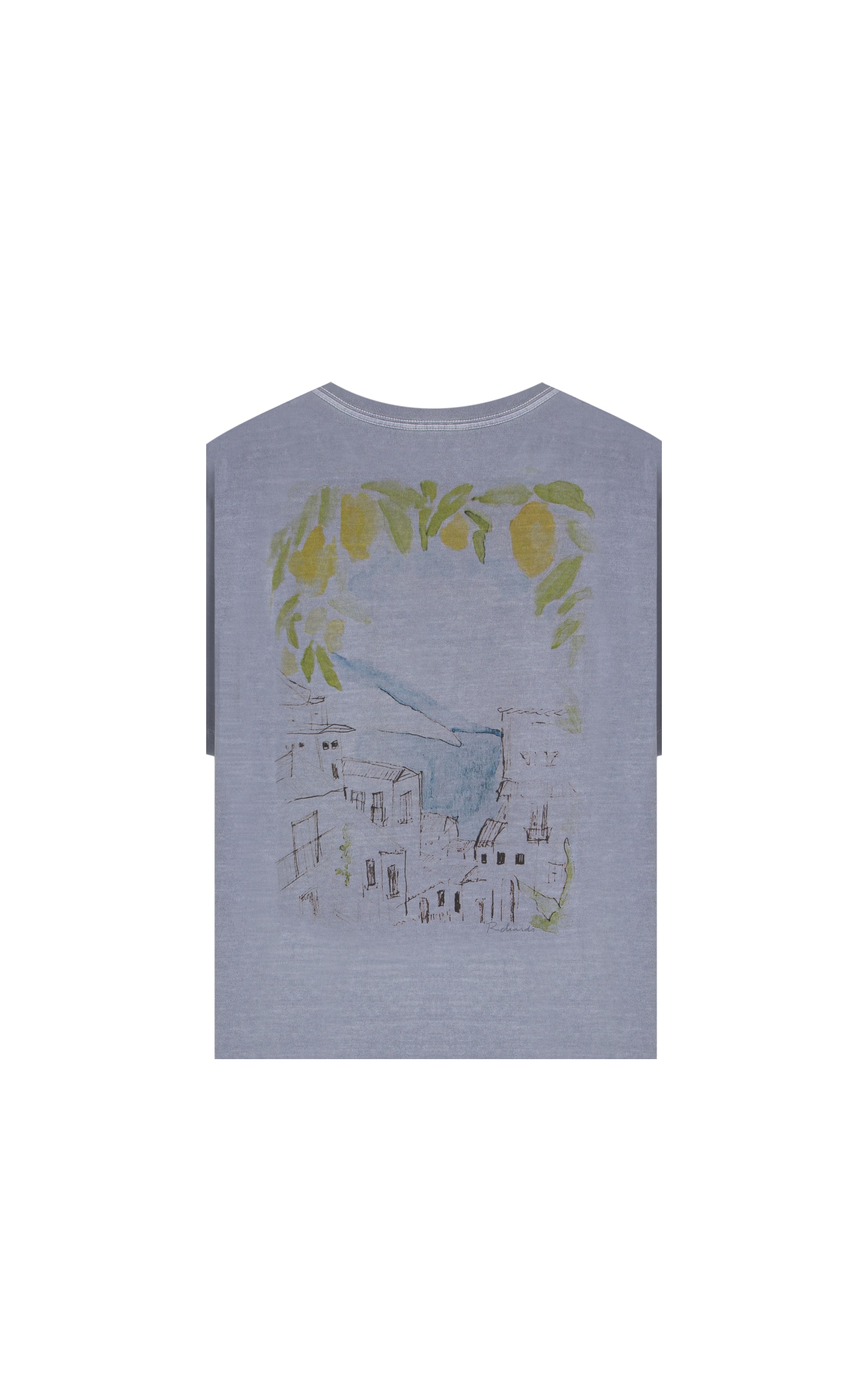 T-Shirt Mm Washed Color Sketch Cta Blue Vintage