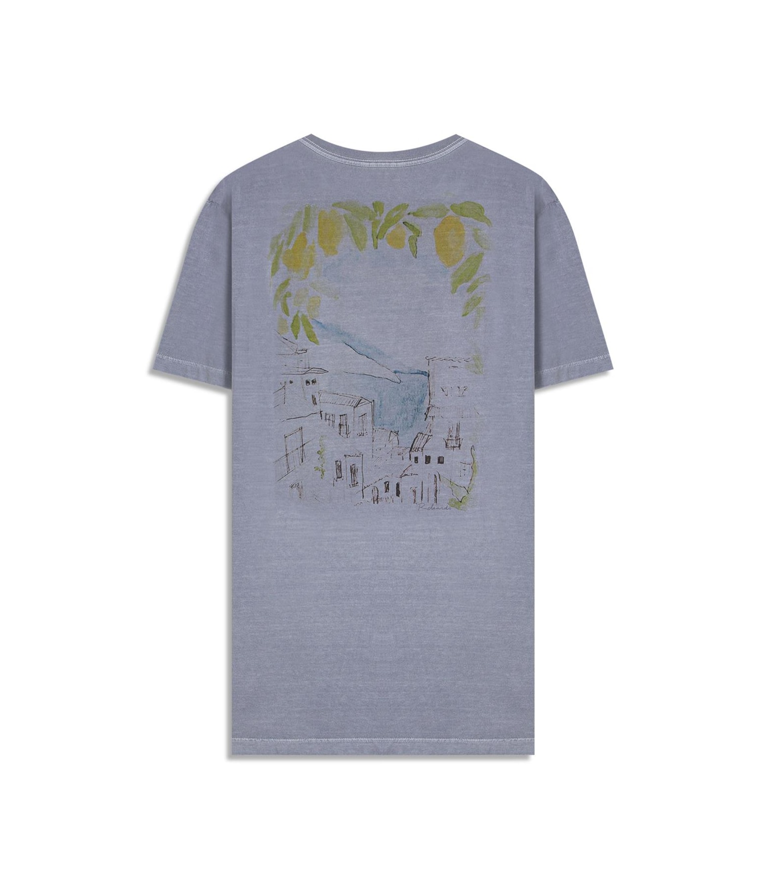 T-Shirt Mm Washed Color Sketch Cta Blue Vintage